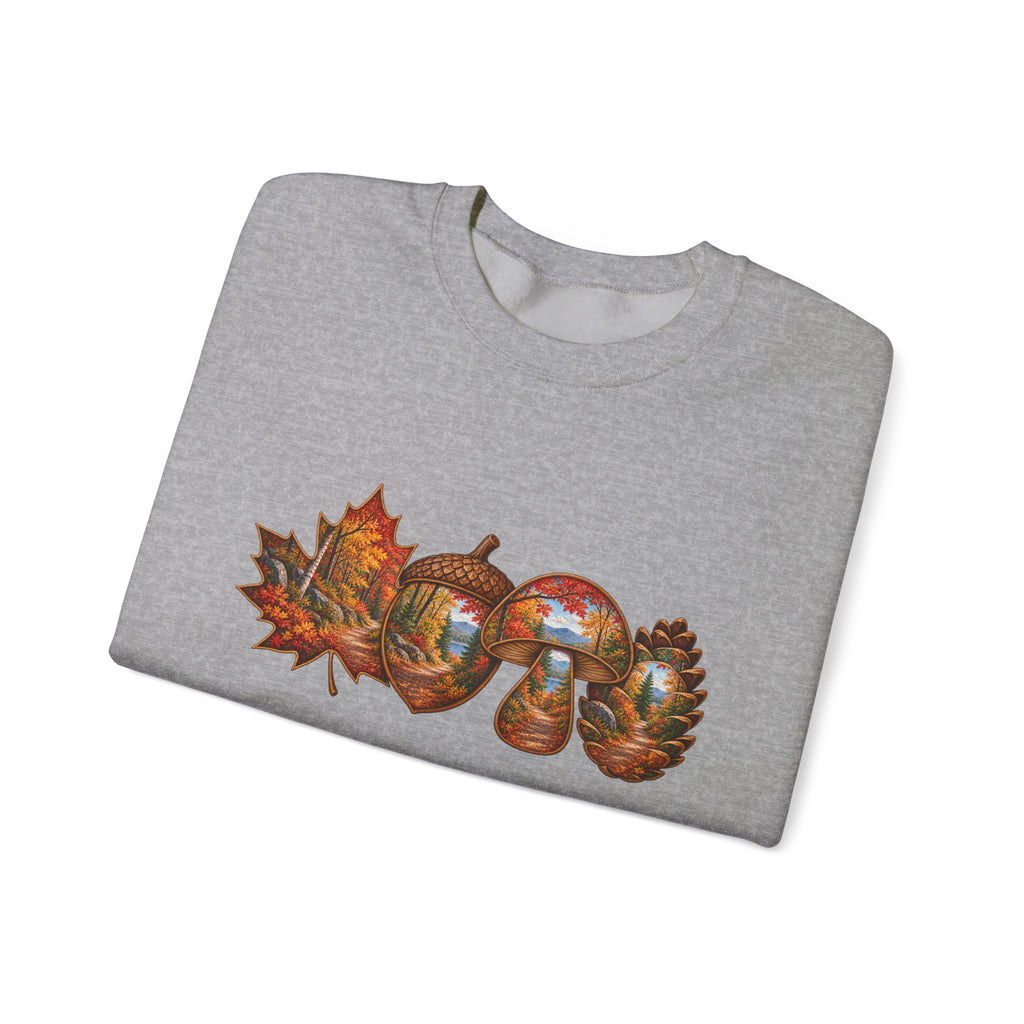 Autumn Lake Scene on Maple Leaves Sweatshirt | Fall Landscape Crewneck