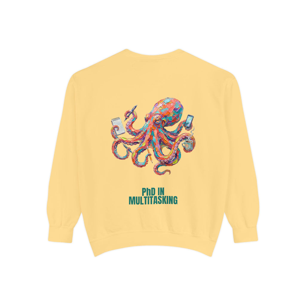 PhD in Multitasking Shirt, Funny Octopus Tee, Busy Mom Boss Gift, Painterly Ocean Humor Sweatshirt