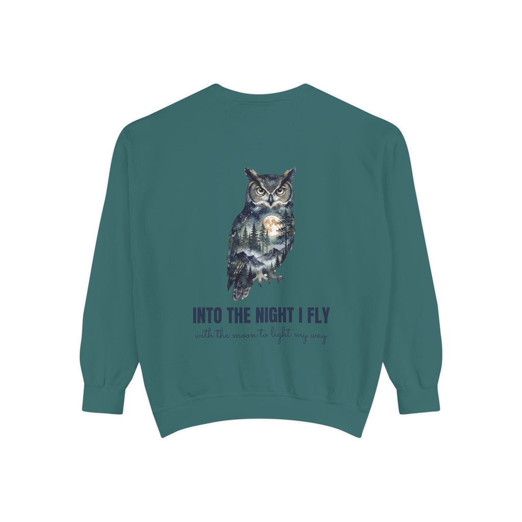 Into the Night I Fly Shirt, Owl Double Exposure Tee, Starlit Forest Nature Lover Gift, Woodland Wildlife Sweatshirt