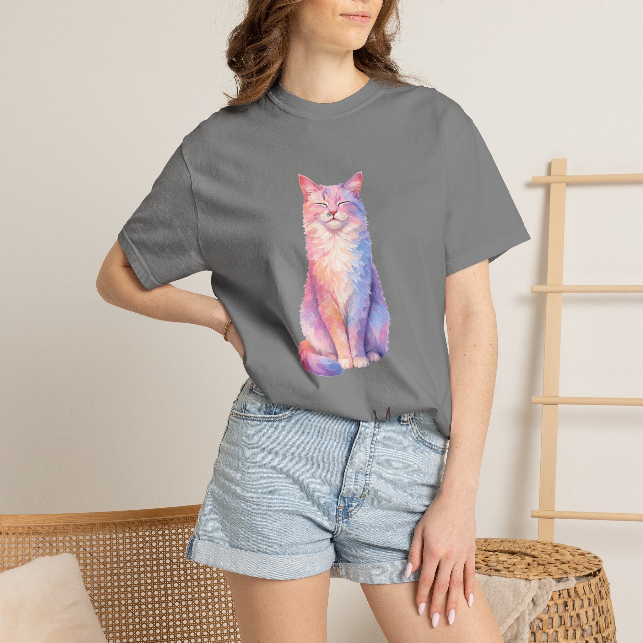 Cat Mom Shirt, Pastel Painterly Cat Tee, Cute Cat Lover Gift, Cat Owner Sweatshirt for Her