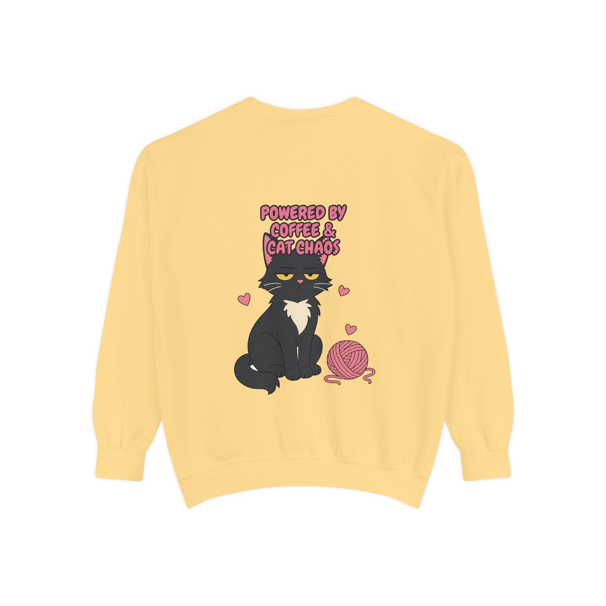 Powered By Coffee and Cat Chaos Shirt, Funny Cat Mom Coffee Tee, Cat Lover Gift, Cat Owner Sweatshirt