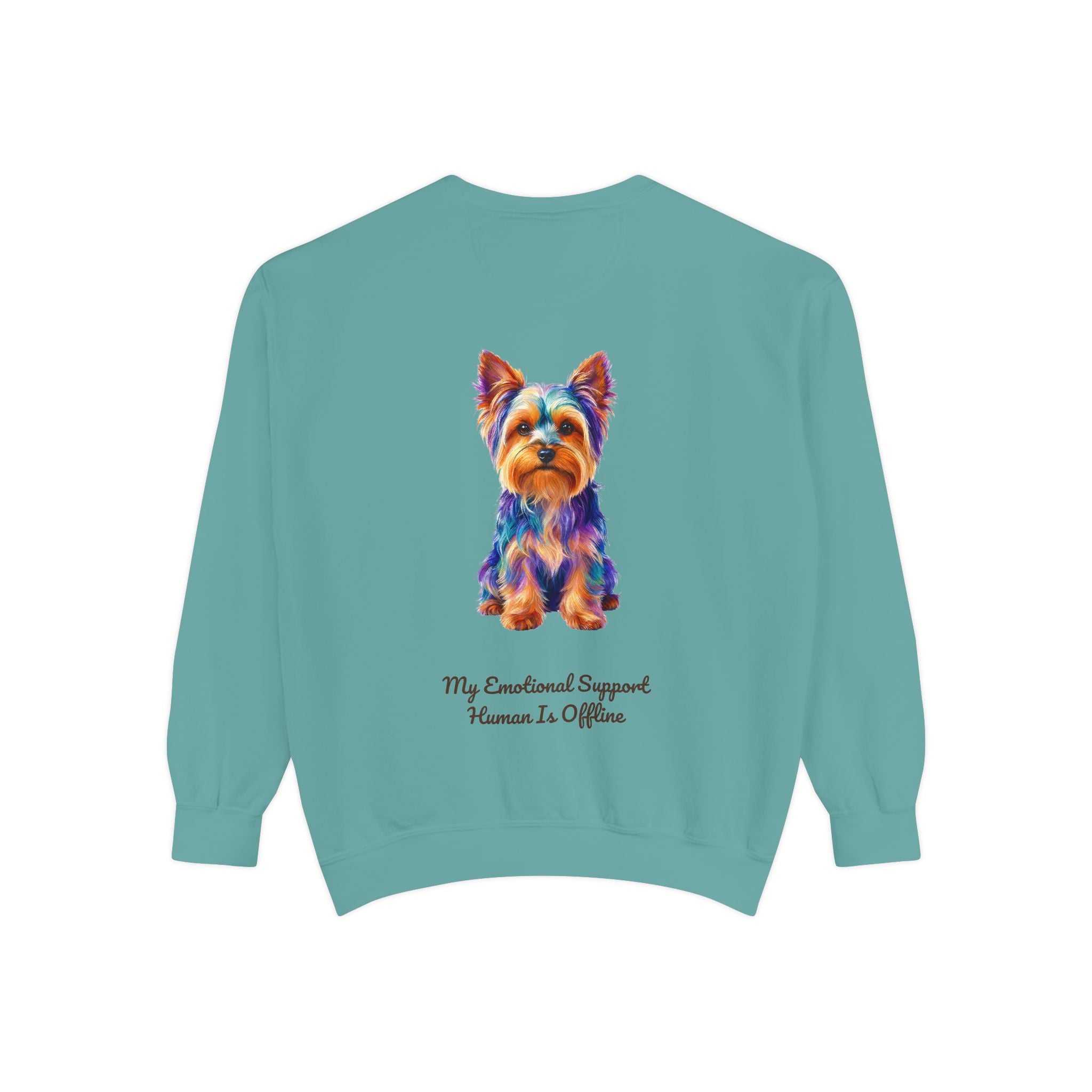 Yorkie Shirt, My Emotional Support Human Is Offline Tee, Funny Yorkshire Terrier Dog Mom Gift, Dog Lover Sweatshirt