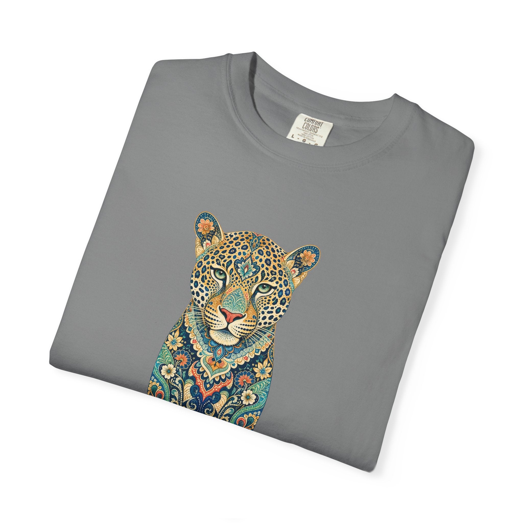 Boho Leopard Shirt, Folk Art Leopard Tee, Japanese Pattern Big Cat Lover Gift, Vintage Floral Leopard Sweatshirt