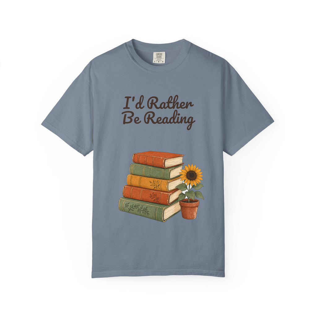 I'd Rather Be Reading Shirt, Book Lover Tee, Bookish Reader Gift, Cozy Sunflower Reading Sweatshirt