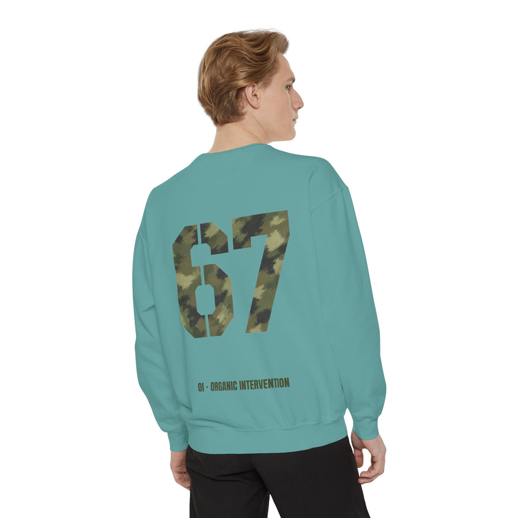 Organic Intervention 67 Camo Shirt, OI Military Number Tee, Streetwear Camo Graphic Gift, Bold Statement Sweatshirt
