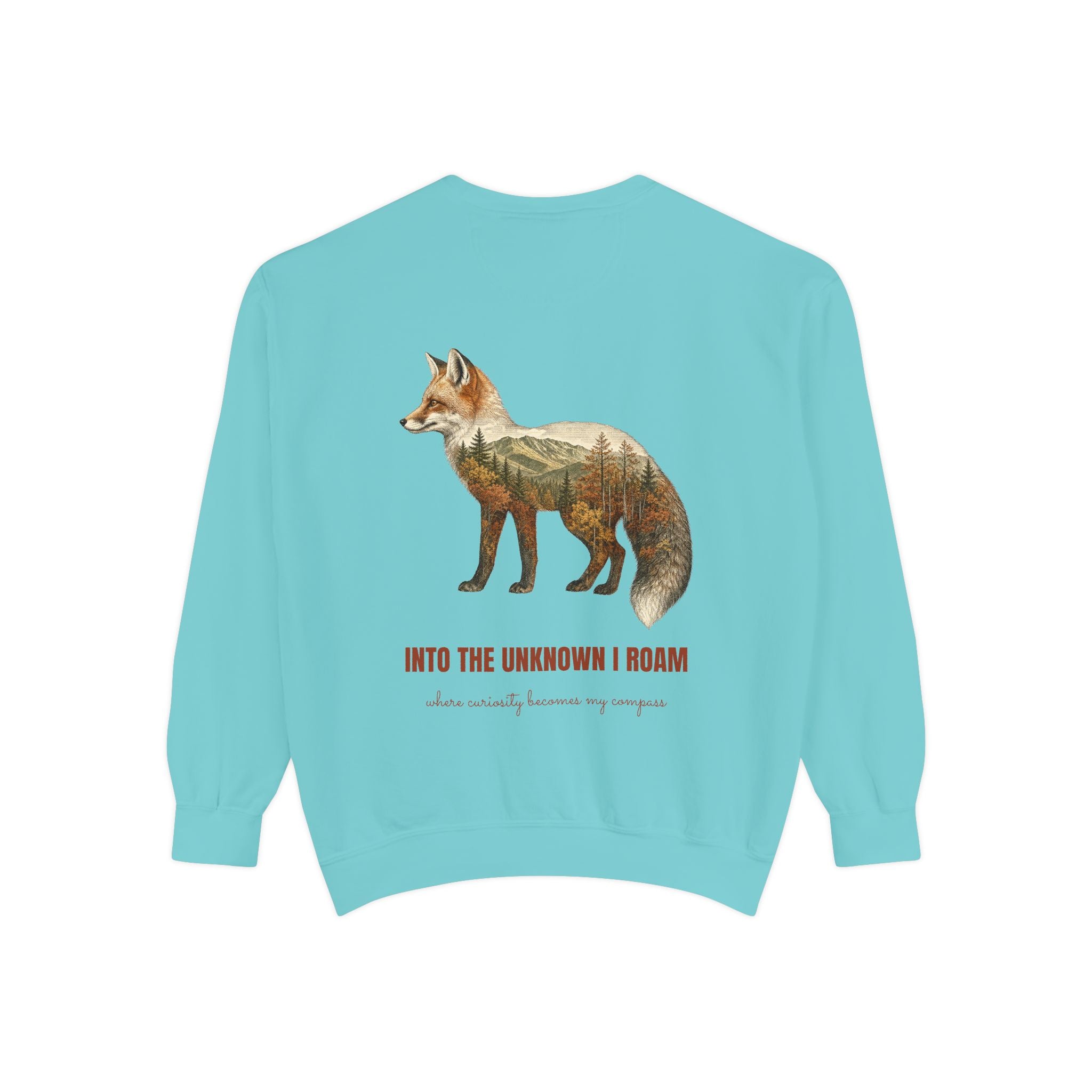 Into the Unknown I Roam Shirt, Fox Double Exposure Tee, Woodland Wanderlust Adventure Gift, Nature Hiking Sweatshirt