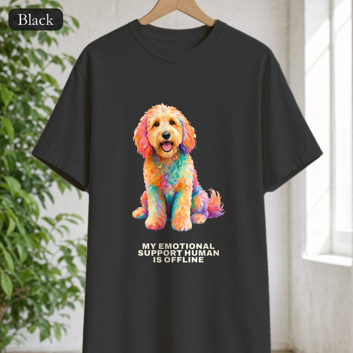 Goldendoodle Shirt, My Emotional Support Human Is Offline Tee, Funny Doodle Dog Mom Gift, Painterly Dog Lover Sweatshirt