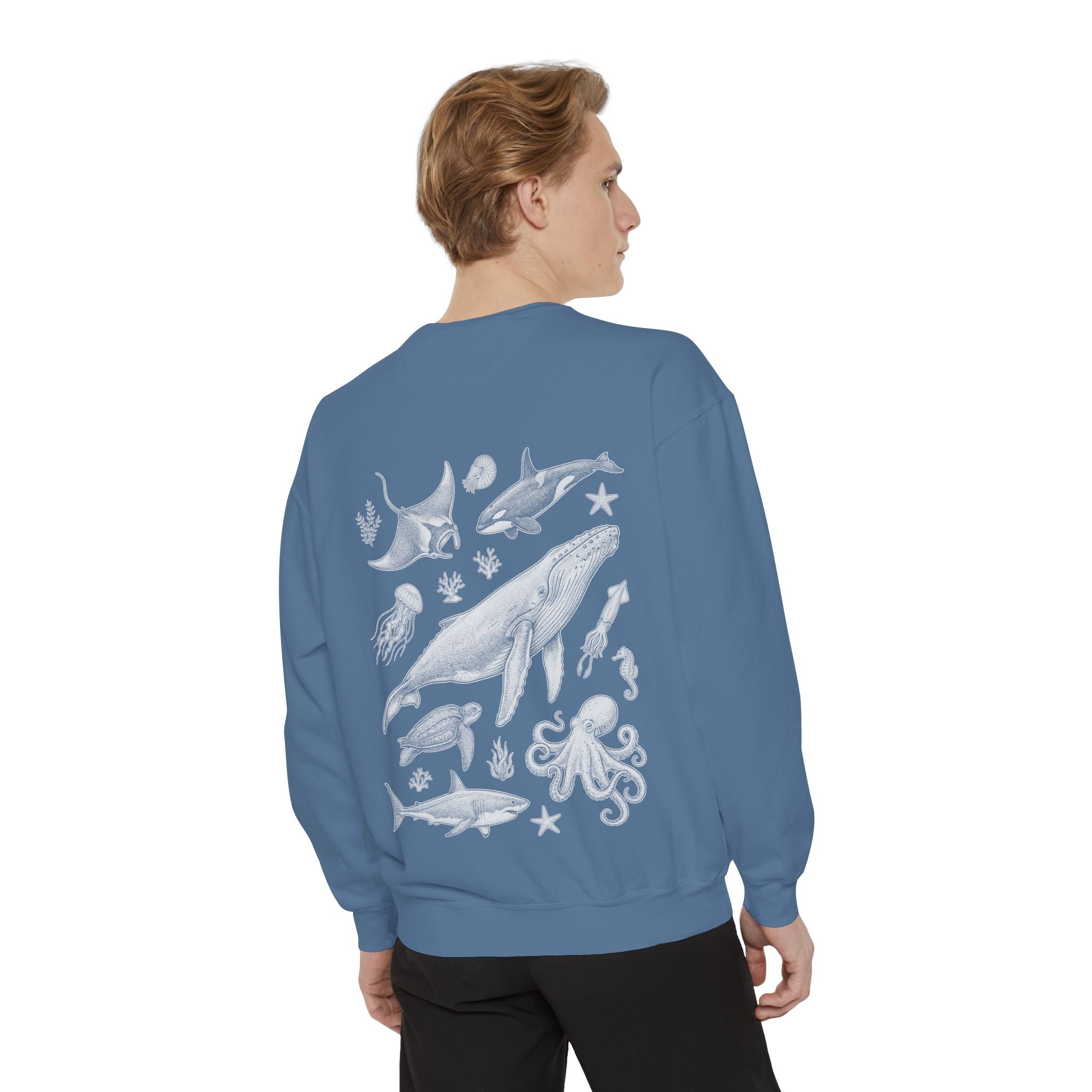Marine Life Sweatshirt — Vintage Ocean Creatures Graphic