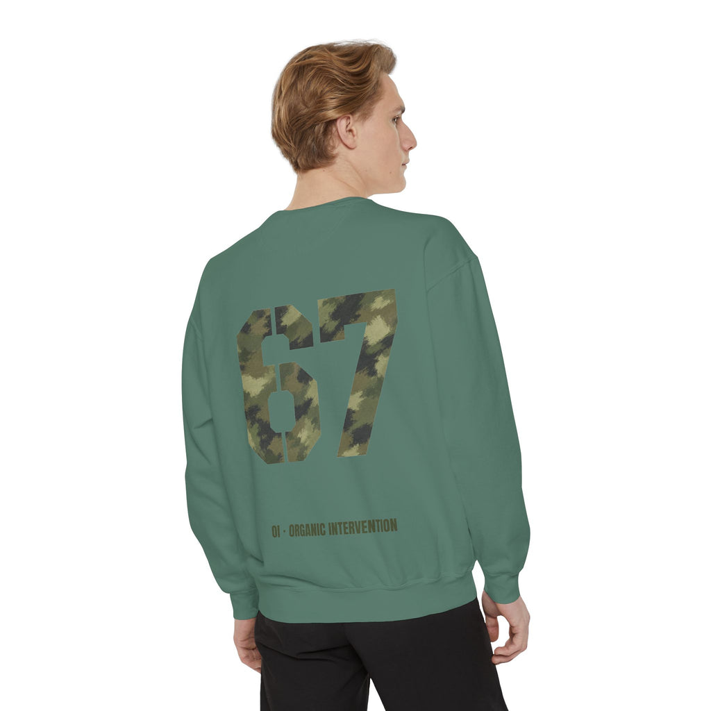 Organic Intervention 67 Camo Shirt, OI Military Number Tee, Streetwear Camo Graphic Gift, Bold Statement Sweatshirt
