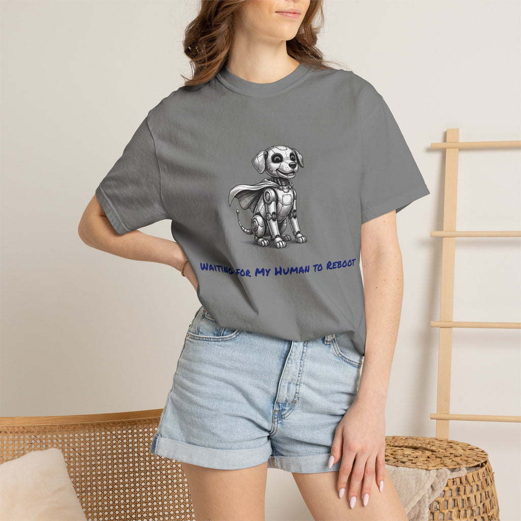 Robot Dog T-Shirt — Waiting for My Human to Reboot, Funny AI Tee