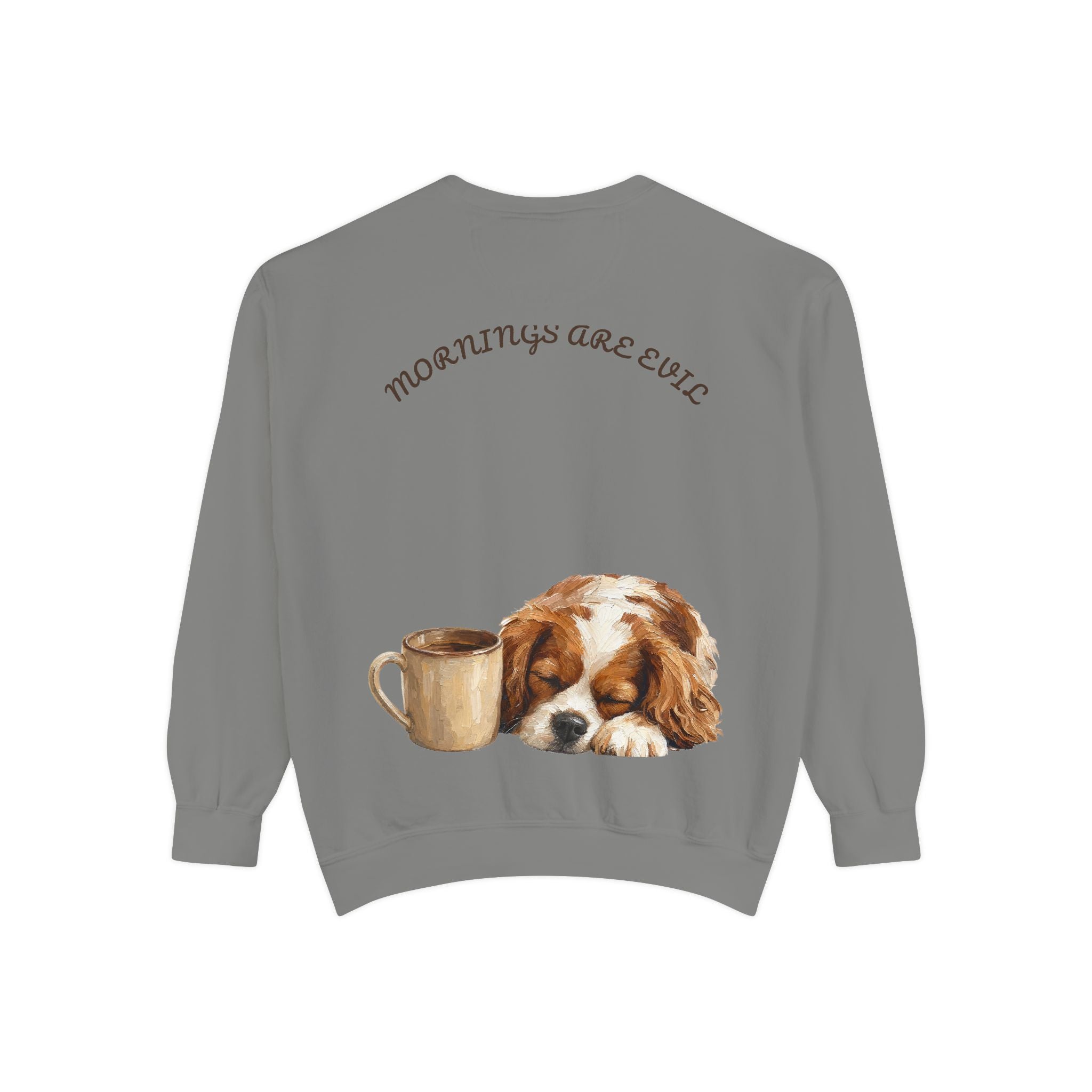 Mornings Are Evil Shirt, Funny Lazy Dog Coffee Tee, Not a Morning Person Gift, Painterly Dog Lover Sweatshirt