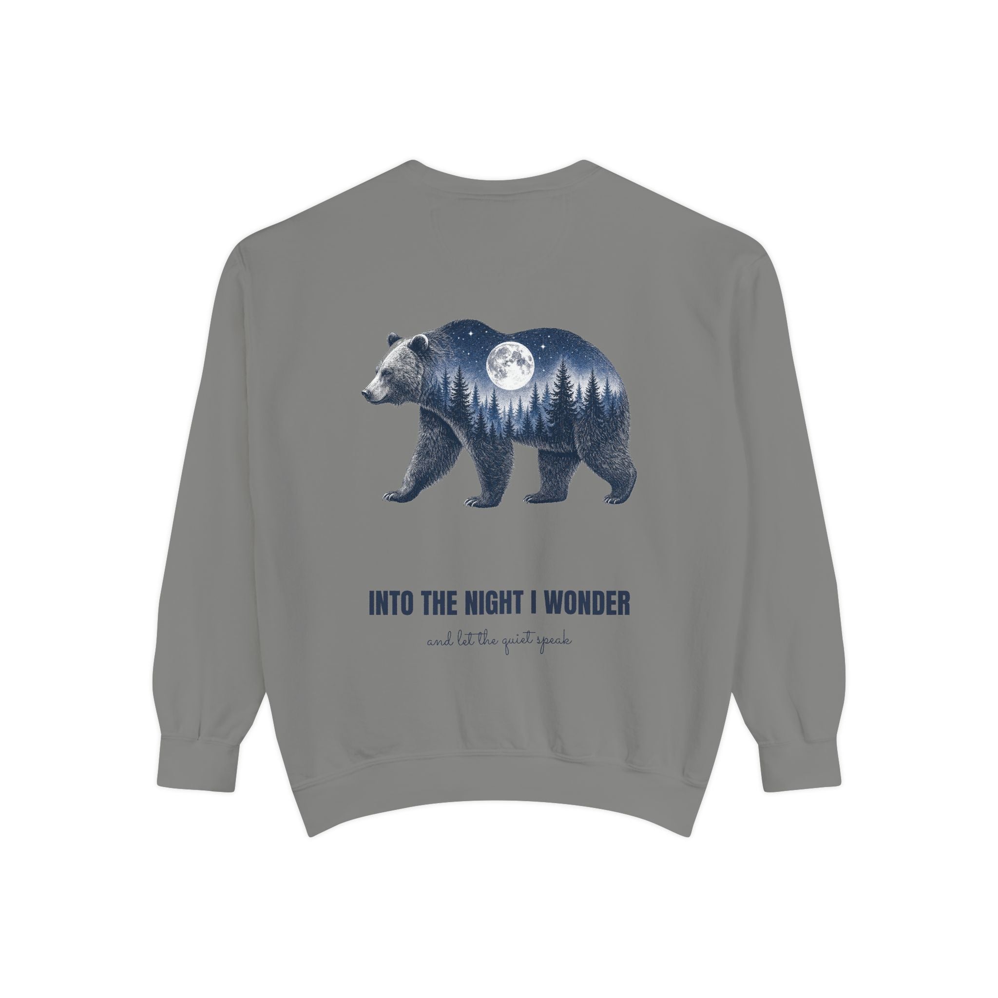 Into the Night I Wonder Shirt, Bear Double Exposure Tee, Moonlit Forest Camping Gift, Woodland Nature Sweatshirt