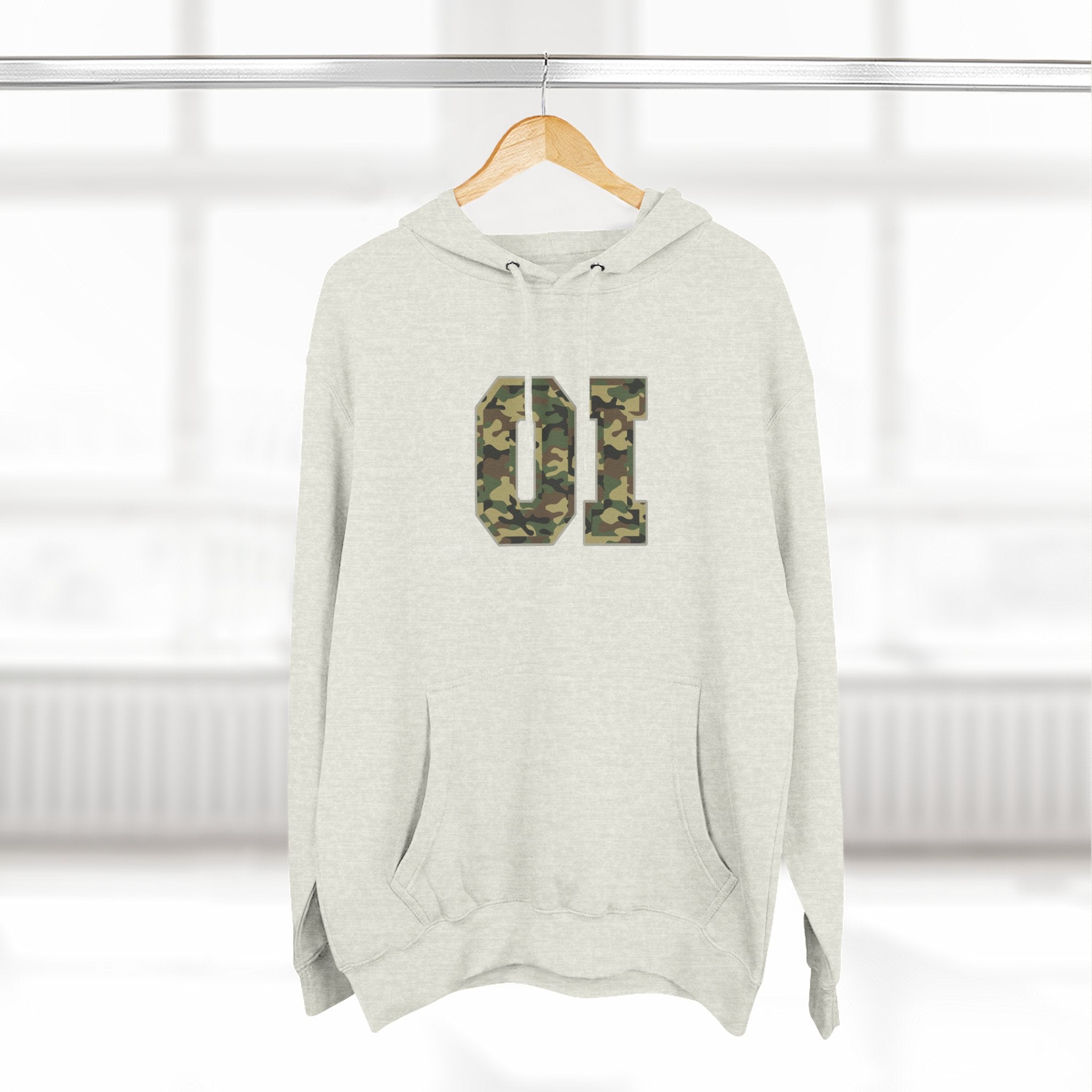 Camo OI Fleece Hoodie — Woodland Camo Pullover, Organic Intervention