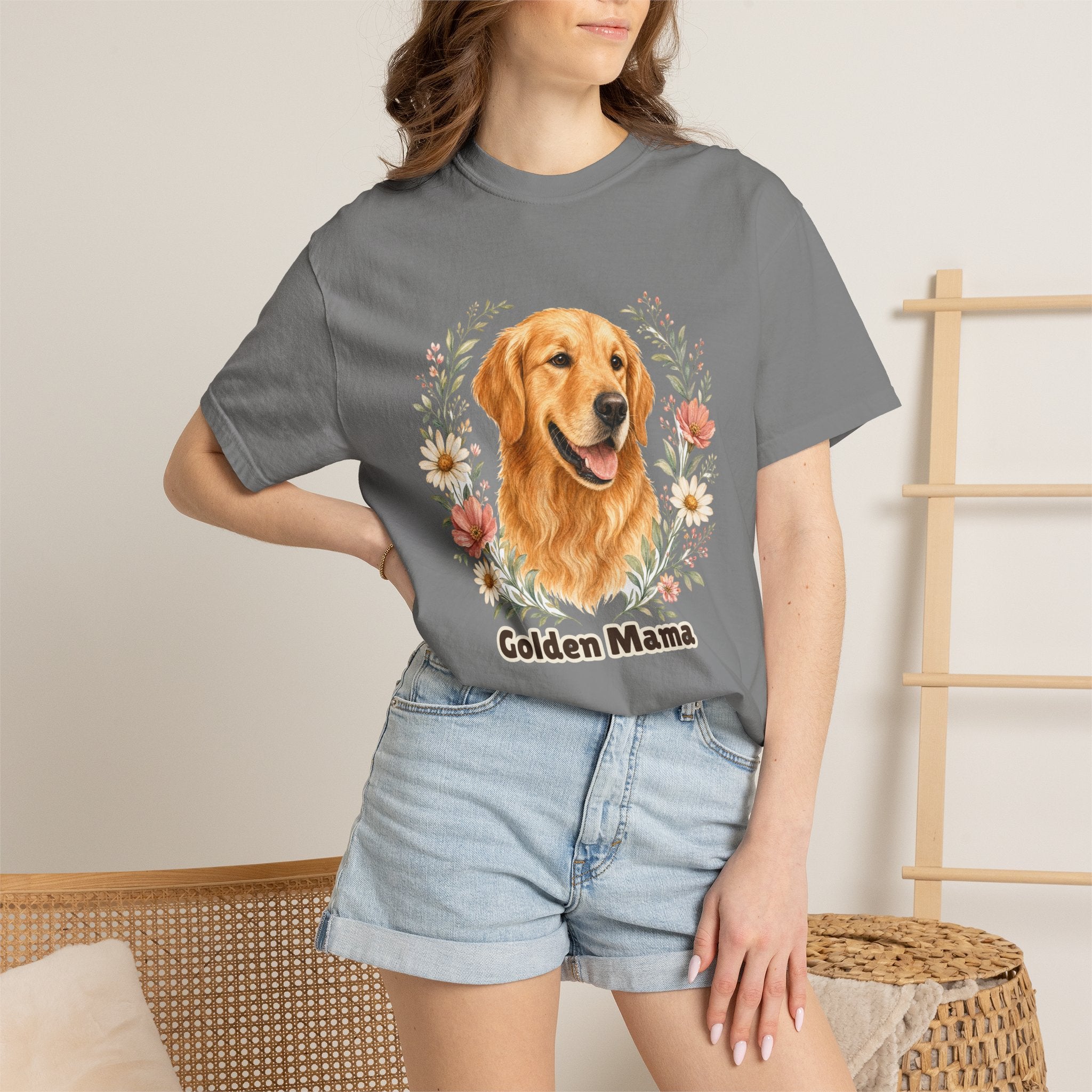 Golden Retriever Mom Shirt, Golden Mama Tee, Dog Mom Gift, Wildflower Dog Lover Sweatshirt, Cute Dog Owner Gift