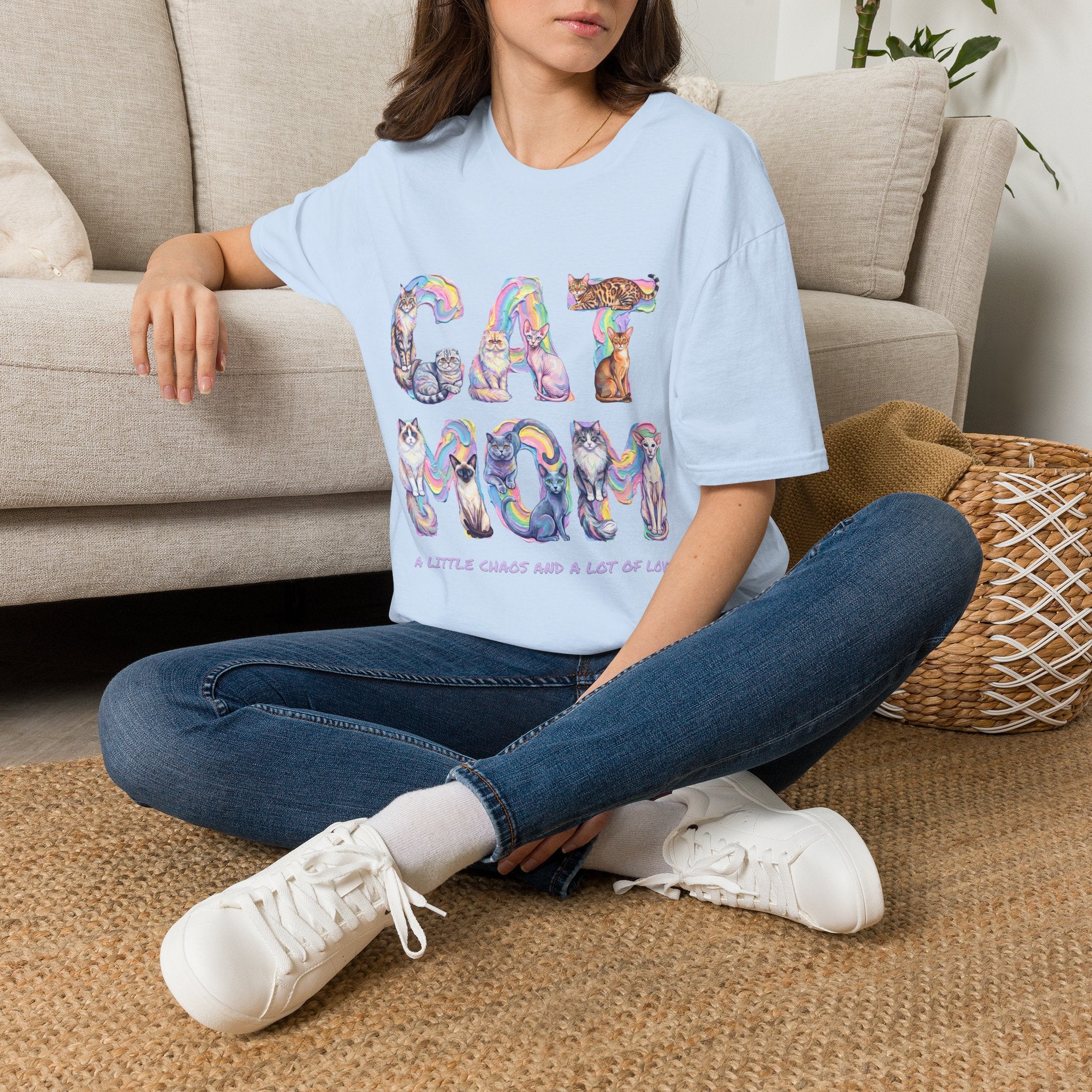 Cat Mom T-Shirt — Pastel Cat Lover Tee, Gift for Cat Moms