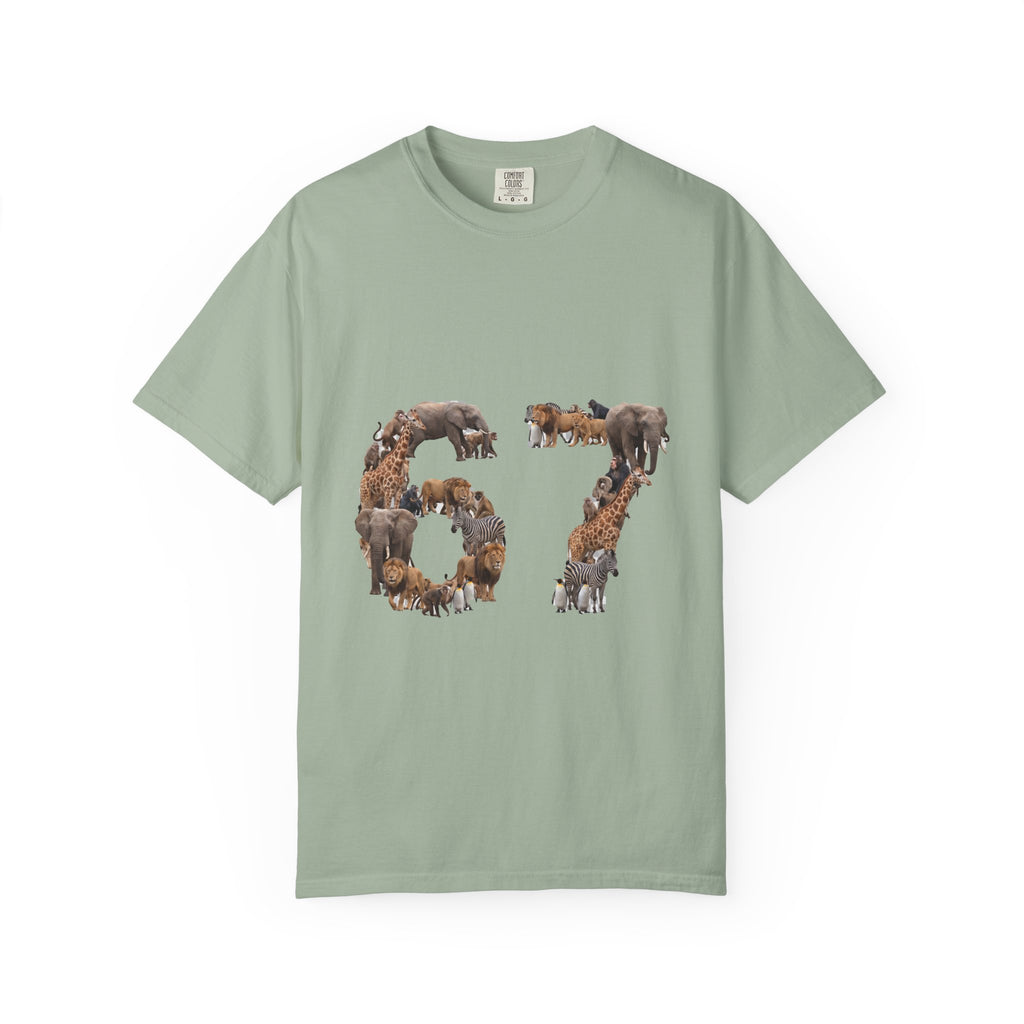 67 Zoo Animals Shirt, Funny 67 Meme Tee, Trendy Animal Number Gift, Giraffe Elephant Lion Sweatshirt