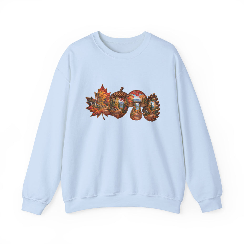 Autumn Lake Scene on Maple Leaves Sweatshirt | Fall Landscape Crewneck