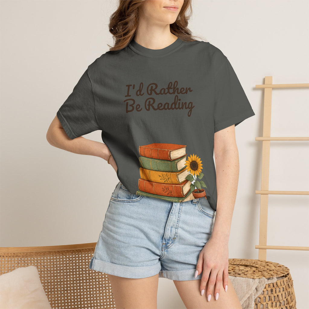 I'd Rather Be Reading Shirt, Book Lover Tee, Bookish Reader Gift, Cozy Sunflower Reading Sweatshirt