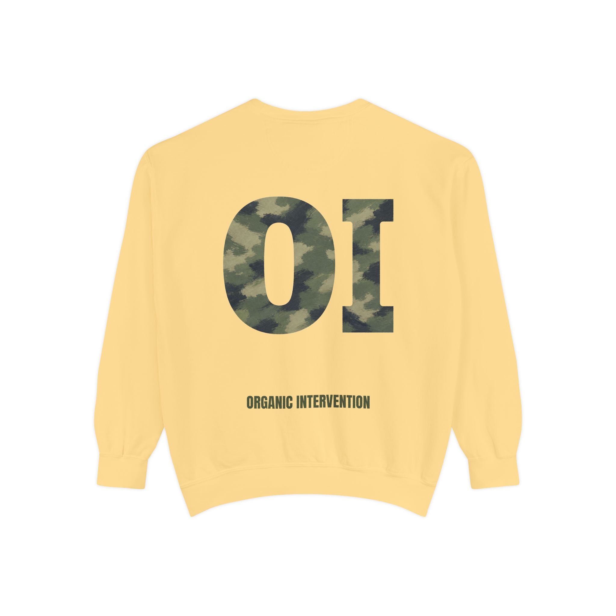 Organic Intervention Camo Hoodie, OI Monogram Anti-Algorithm Sweatshirt, Streetwear Camo Graphic Gift, Bold Statement Hoodie