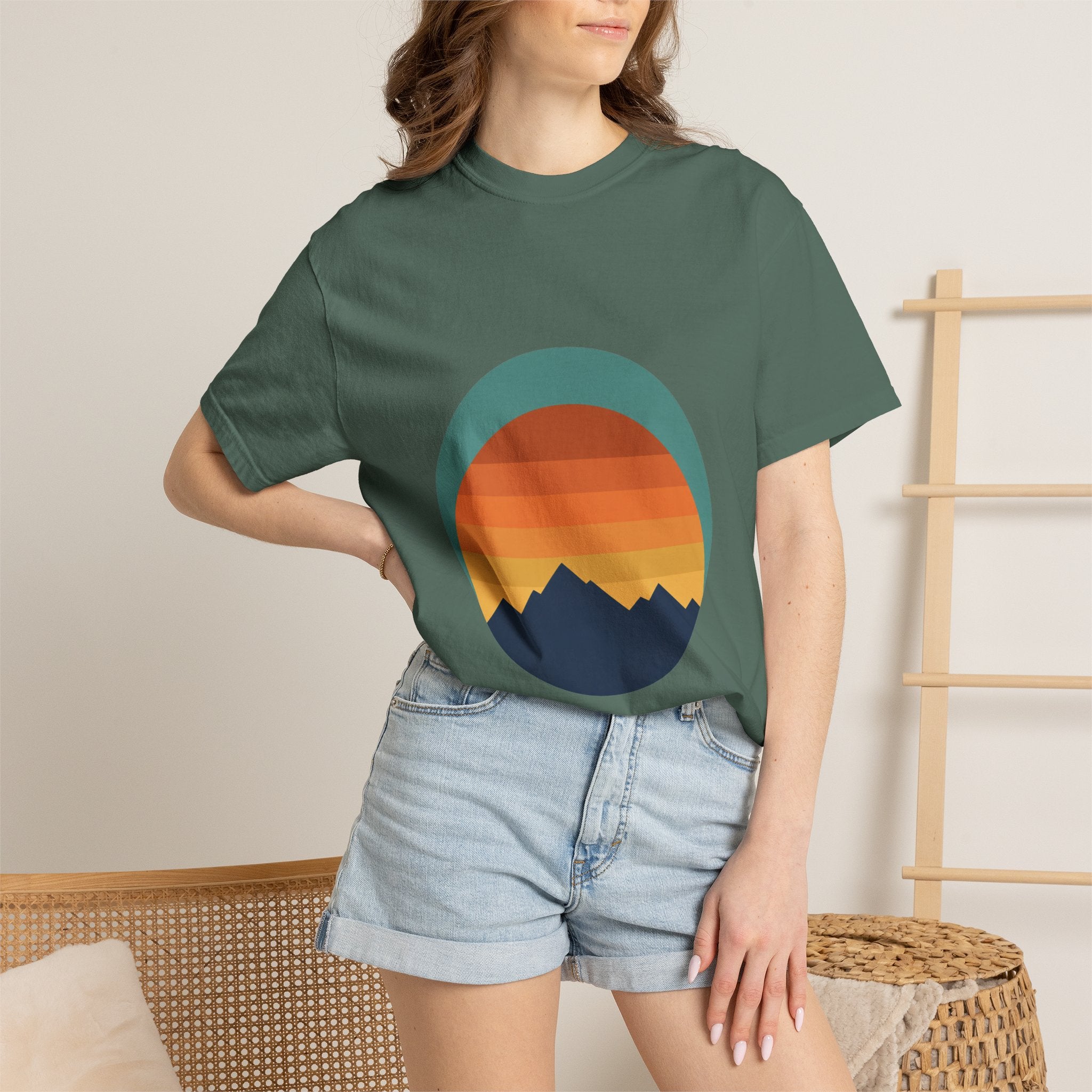 Retro Sunset Mountain Shirt, Vintage Nature Tee, Hiking Outdoor Gift, 70s Landscape Sweatshirt