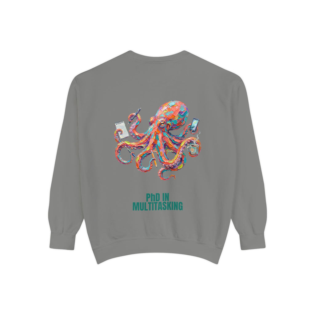PhD in Multitasking Shirt, Funny Octopus Tee, Busy Mom Boss Gift, Painterly Ocean Humor Sweatshirt