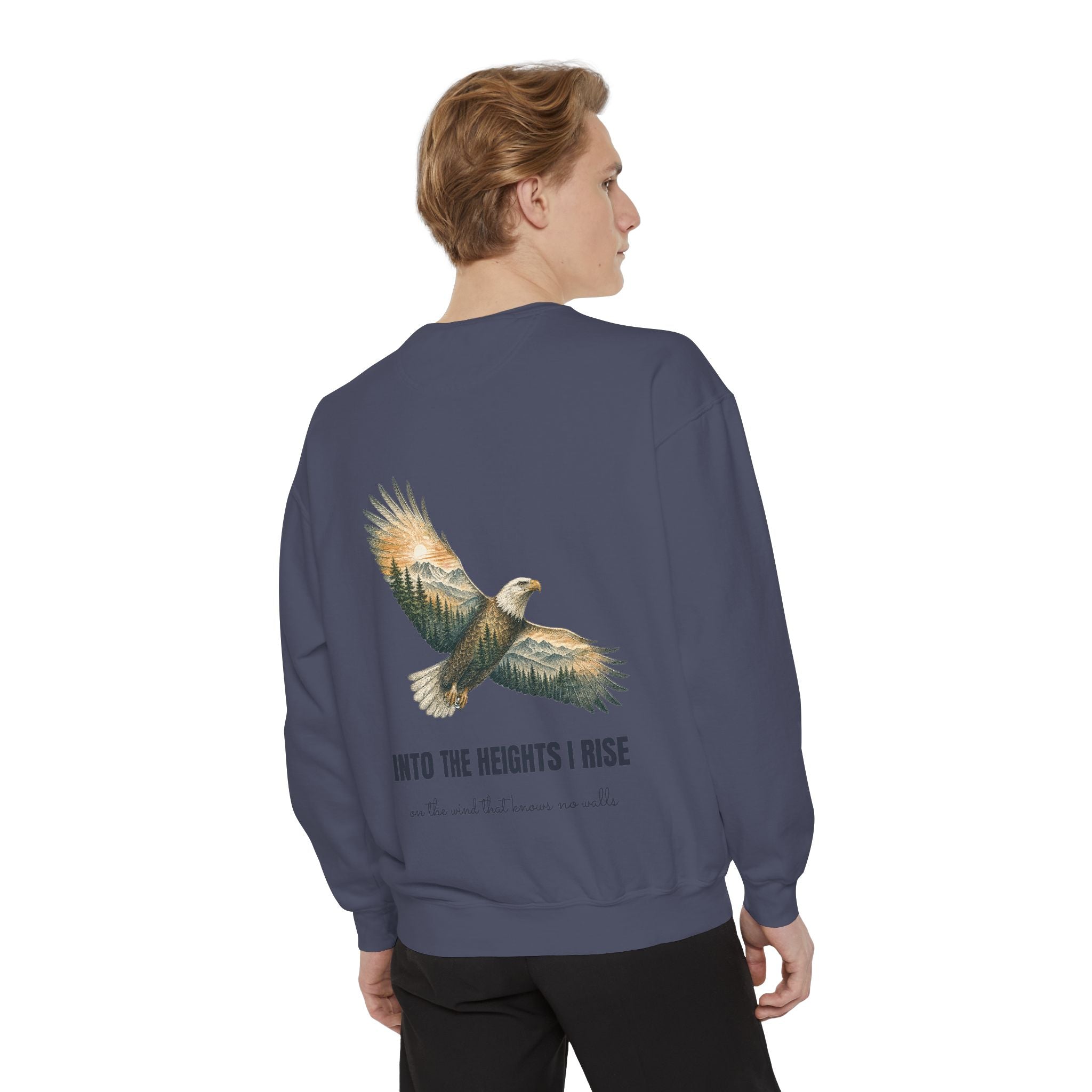 Into the Heights I Rise Shirt, Eagle Double Exposure Tee, Mountain Wilderness Adventure Gift, Woodland Nature Sweatshirt