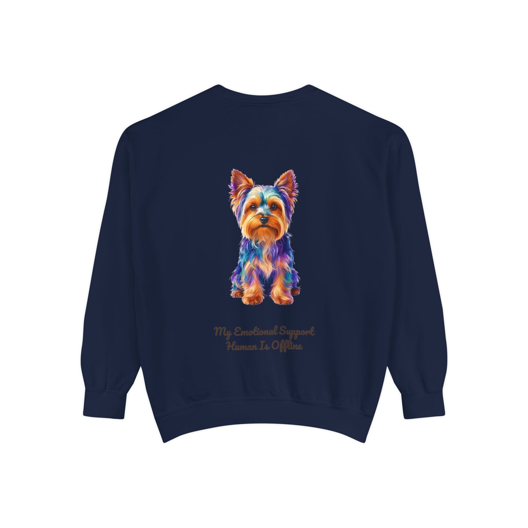 Yorkie Shirt, My Emotional Support Human Is Offline Tee, Funny Yorkshire Terrier Dog Mom Gift, Dog Lover Sweatshirt