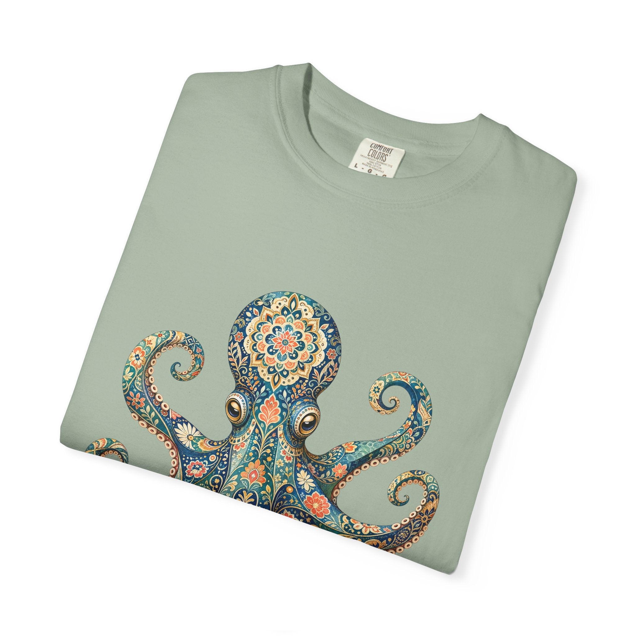 Boho Octopus Shirt, Folk Art Octopus Tee, Japanese Pattern Ocean Lover Gift, Vintage Floral Octopus Sweatshirt