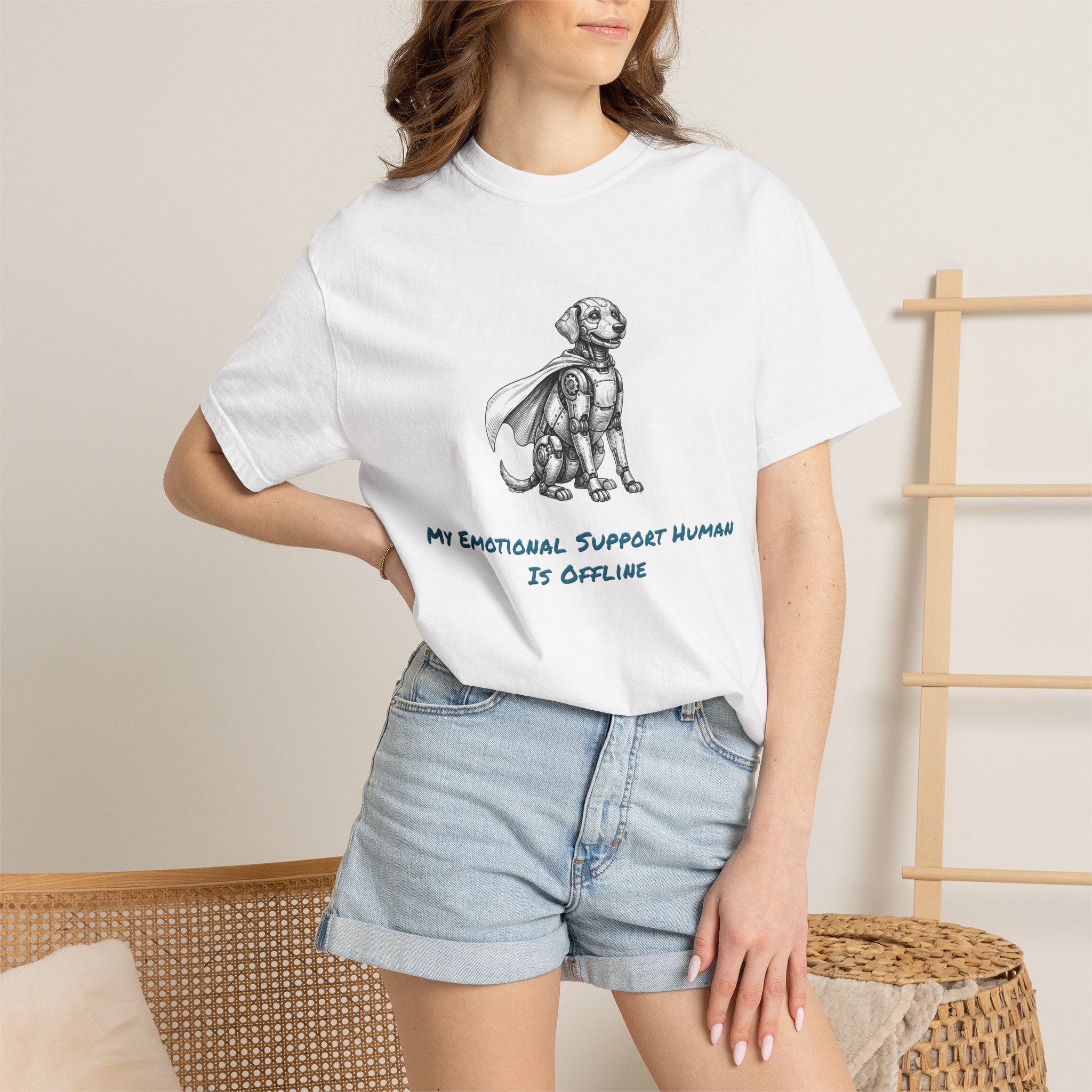 Robot Dog T-Shirt — My Emotional Support Human Is Offline