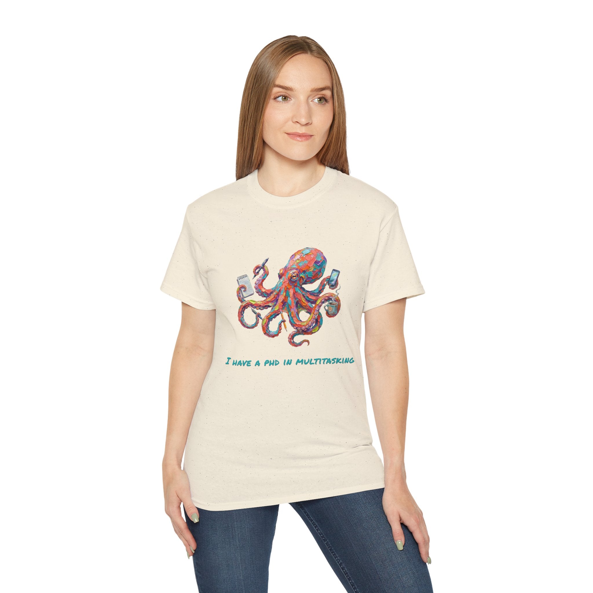 Octopus T-Shirt — I Have a PhD in Multitasking, Funny Office Tee
