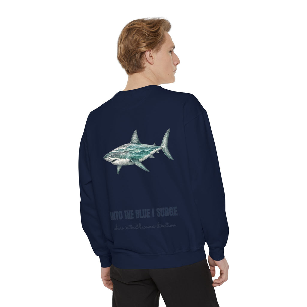 Into the Blue I Surge Shirt, Great White Shark Double Exposure Tee, Ocean Diver Sea Life Gift, Nautical Sweatshirt