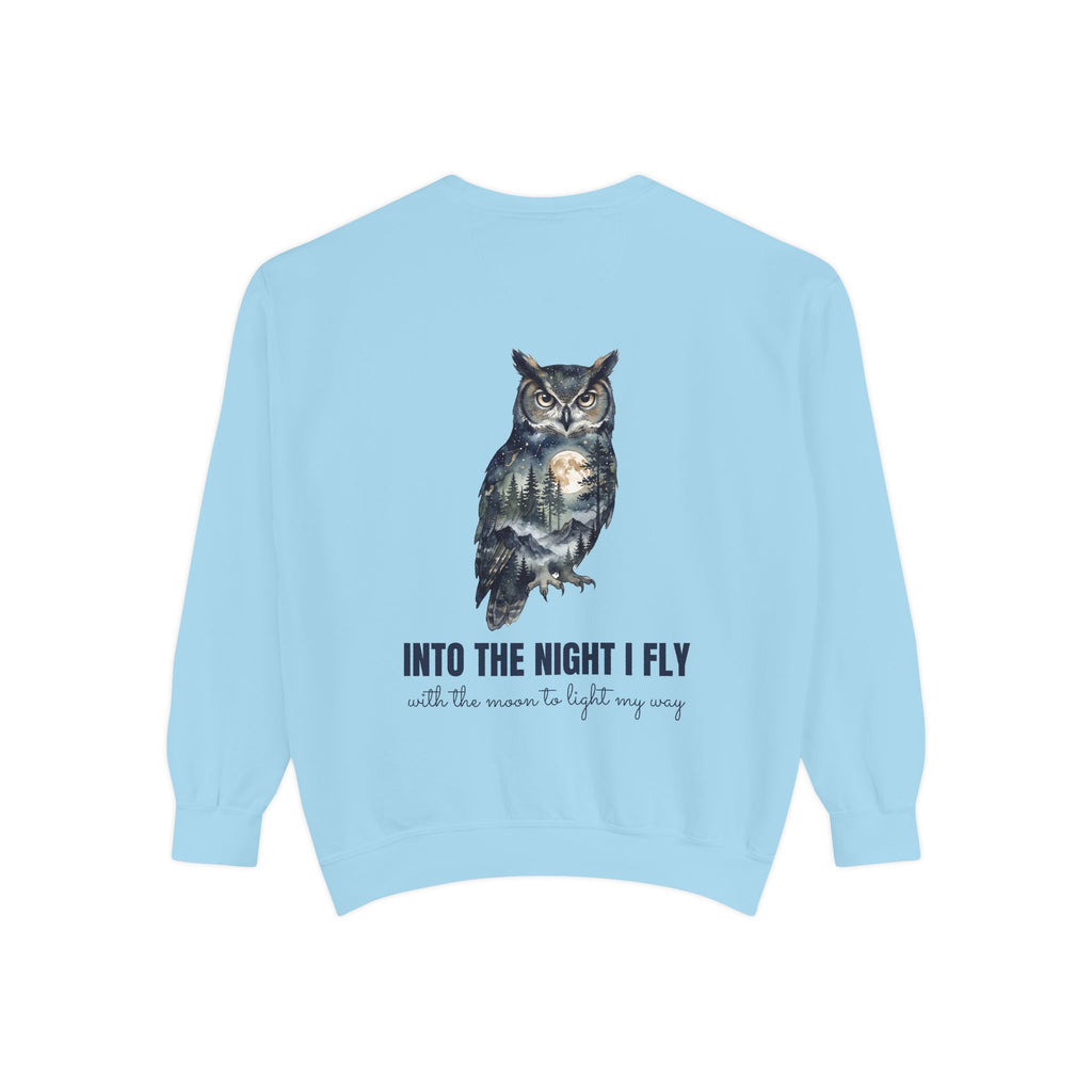Into the Night I Fly Shirt, Owl Double Exposure Tee, Starlit Forest Nature Lover Gift, Woodland Wildlife Sweatshirt
