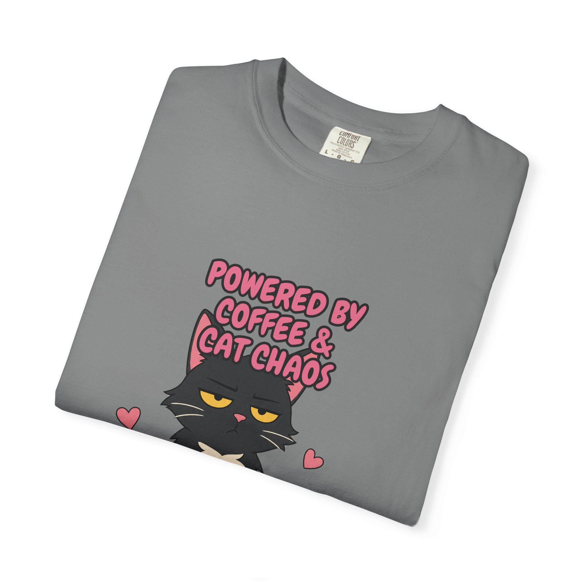 Powered By Coffee and Cat Chaos Shirt, Funny Cat Mom Coffee Tee, Cat Lover Gift, Cat Owner Sweatshirt