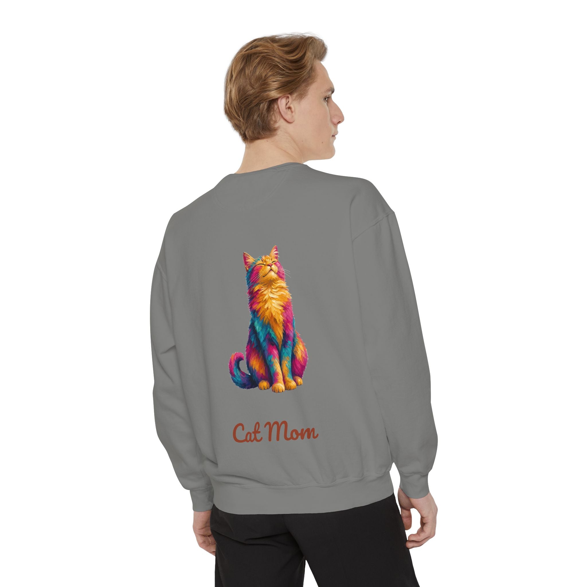 Cat Mom Shirt, Vibrant Painterly Cat Tee, Bold Cat Lover Gift, Colorful Cat Owner Sweatshirt
