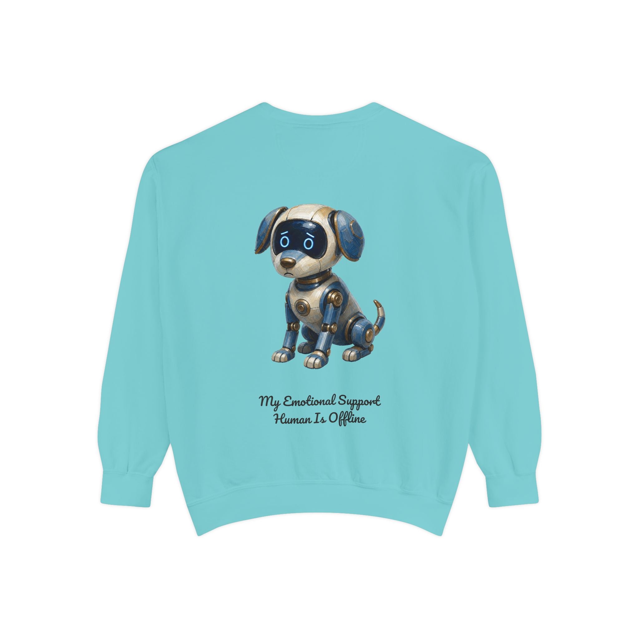 Robot Dog Emotional Support Human Offline Shirt, Funny AI Dog Tee, Tech Programmer Gift, Sci-Fi Humor Sweatshirt