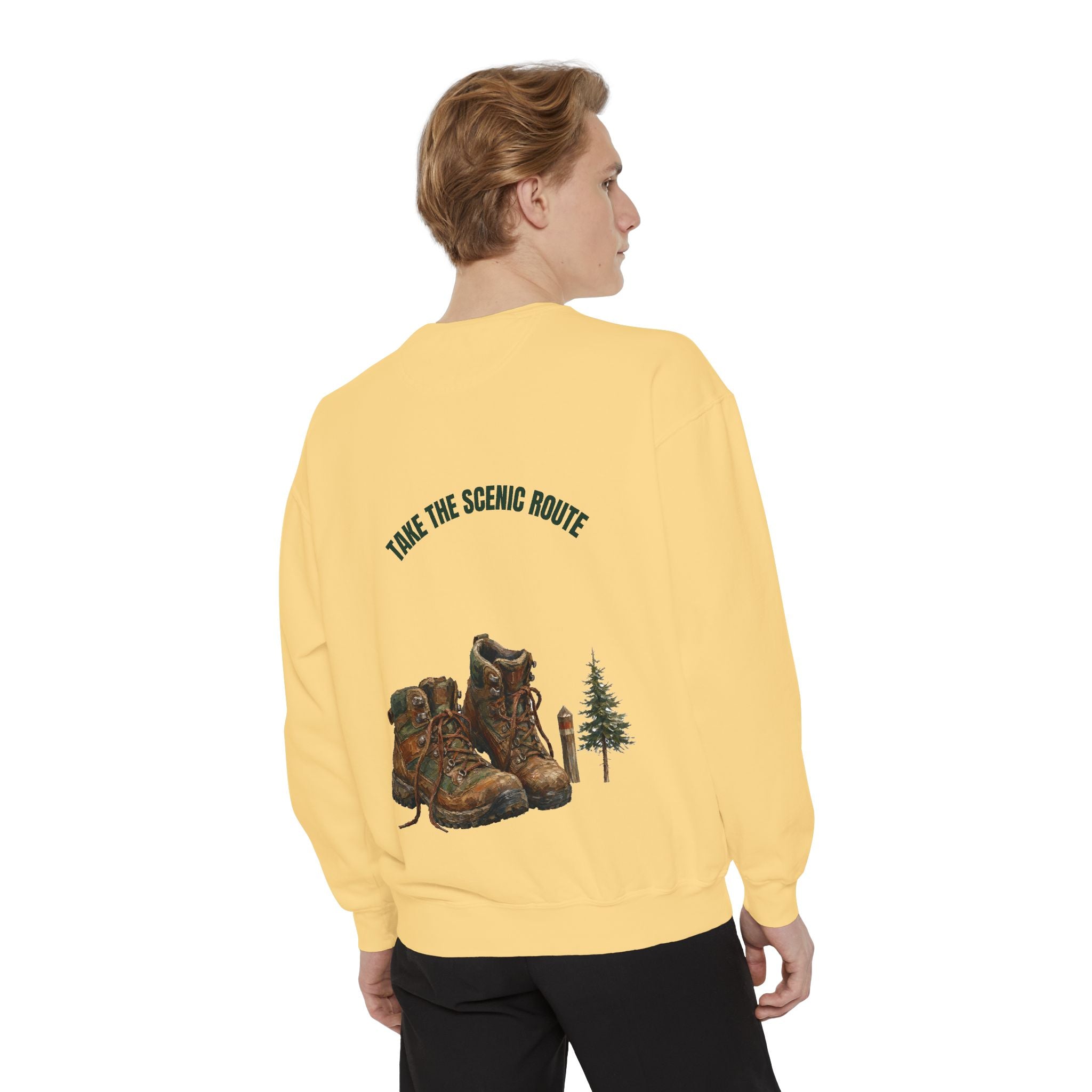 Take the Scenic Route Shirt, Hiking Trail Tee, Outdoor Adventure Nature Gift, Painterly Mountain Sweatshirt