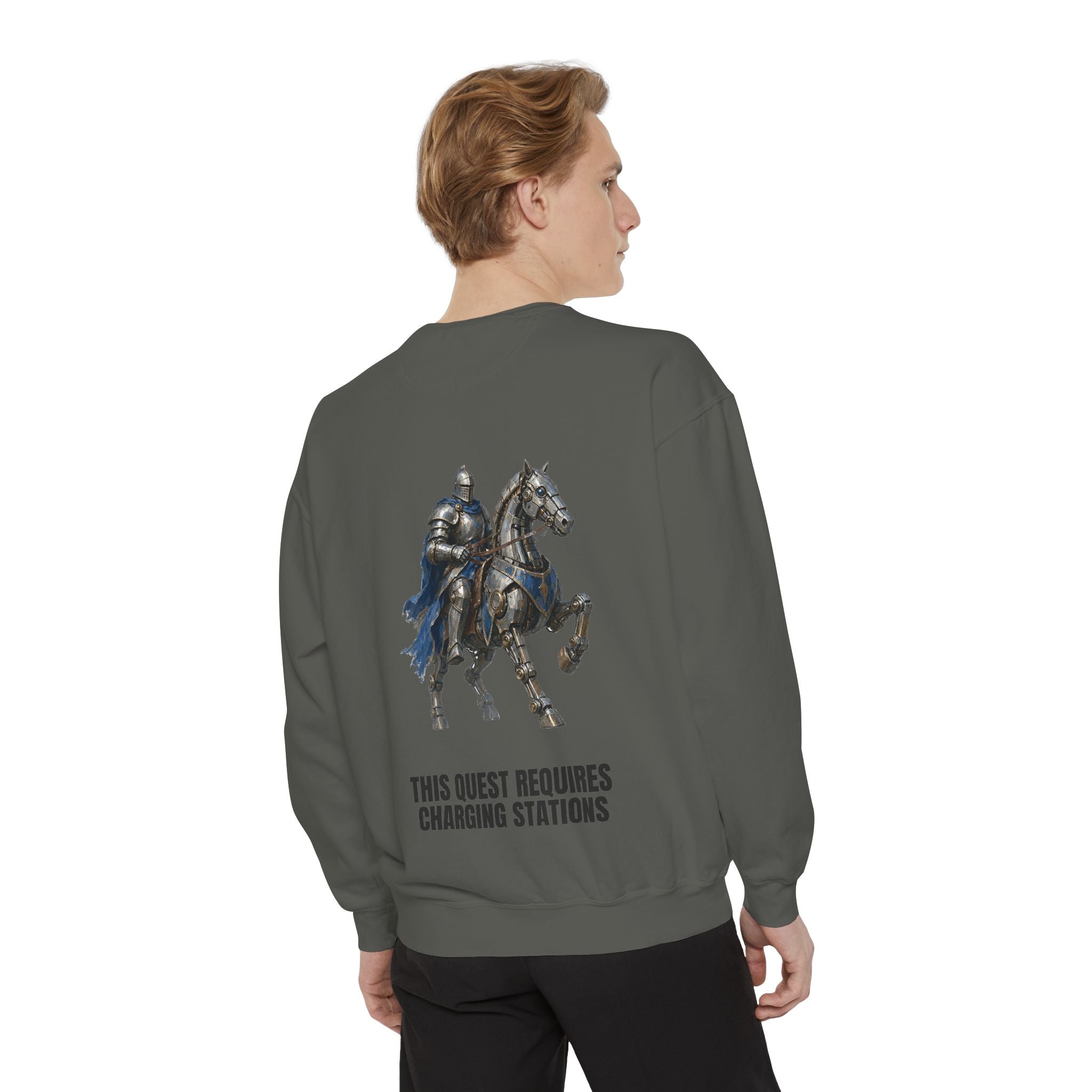 This Quest Requires Charging Stations Shirt, Knight Robot Horse Tee, Funny Gamer Tech Gift, Sci-Fi Fantasy Sweatshirt