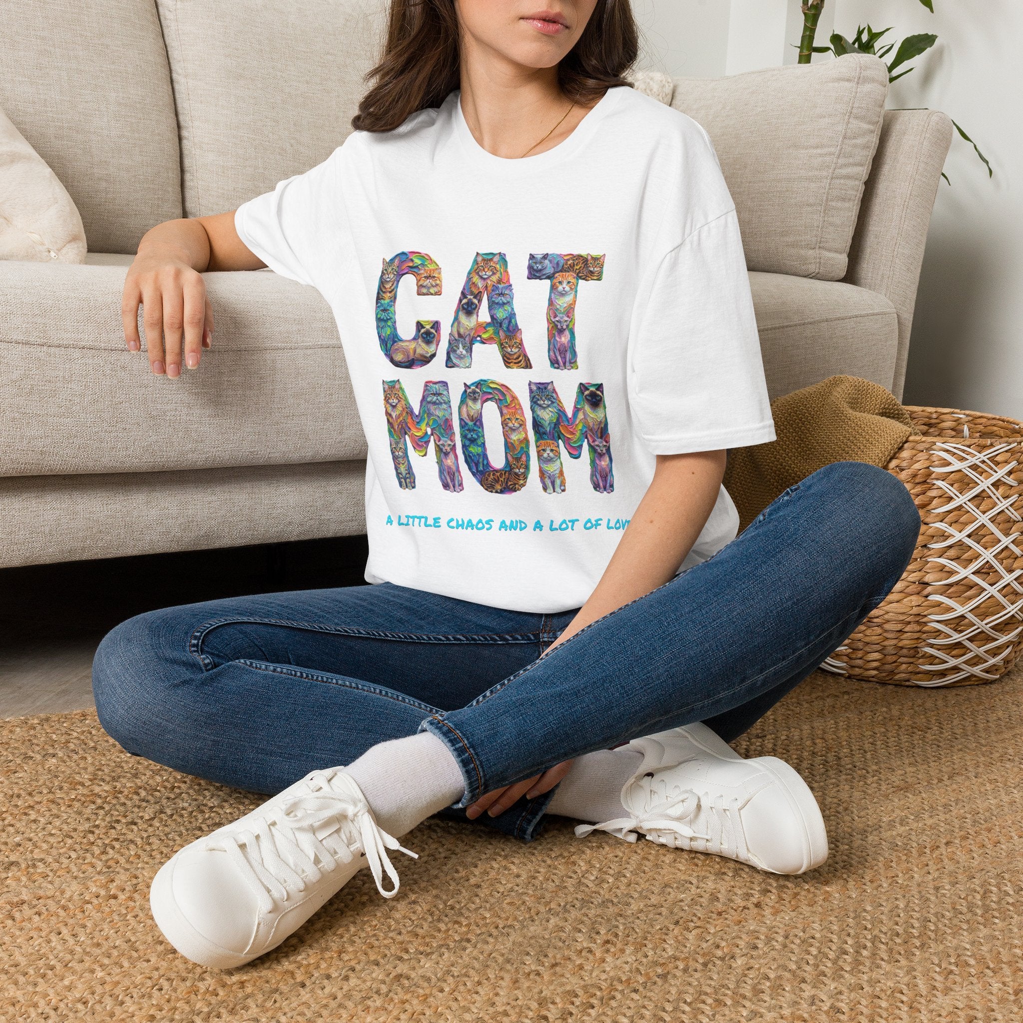 Cat Mom T-Shirt — Vibrant Cat Lover Tee, Gift for Cat Moms