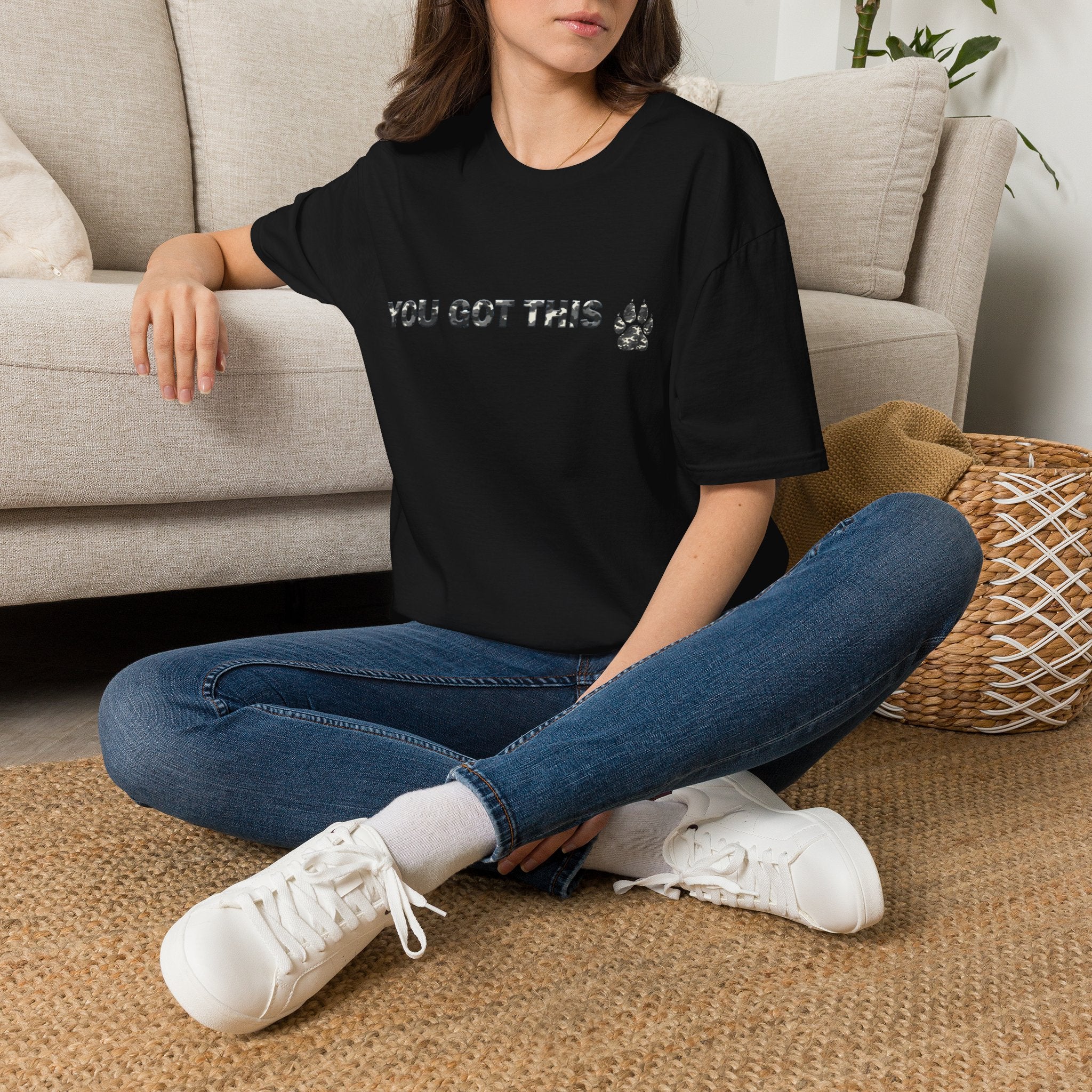 You Got This T-Shirt — Camo Encouragement Tee with Paw Print