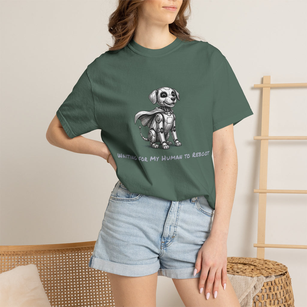 Robot Dog T-Shirt — Waiting for My Human to Reboot, Funny AI Tee