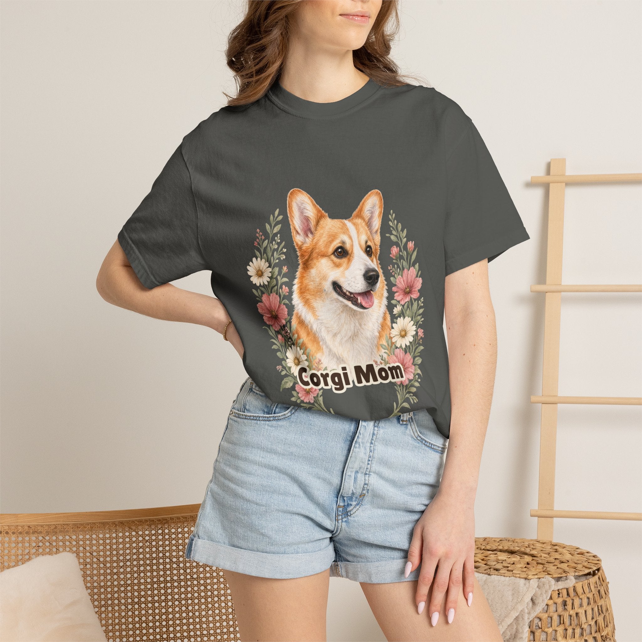 Corgi Mom Shirt, Corgi Mama Tee, Dog Mom Gift, Wildflower Corgi Lover Sweatshirt, Cute Dog Owner Gift