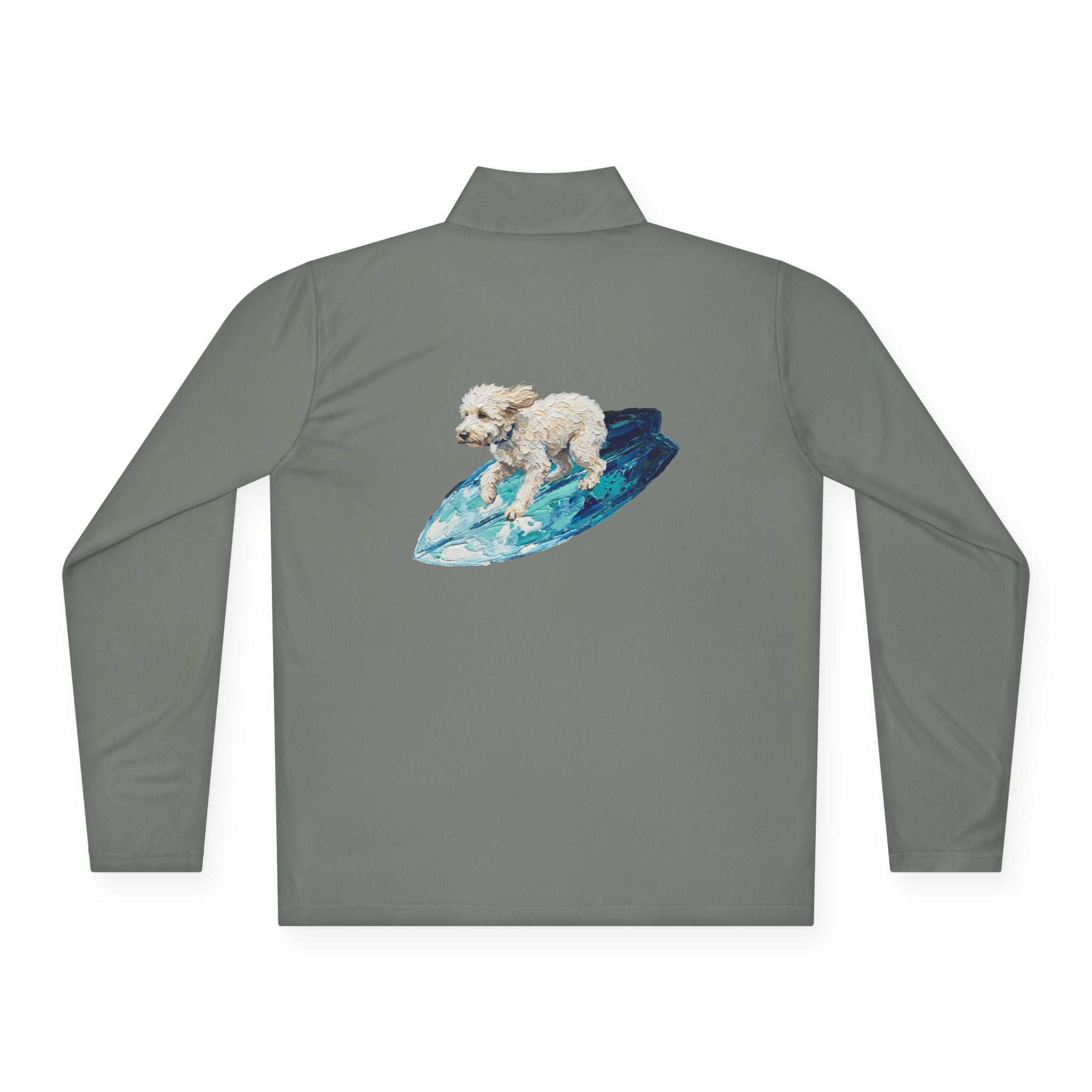 Surfboard Quarter-Zip Pullover — Painterly Surf Art Sweatshirt