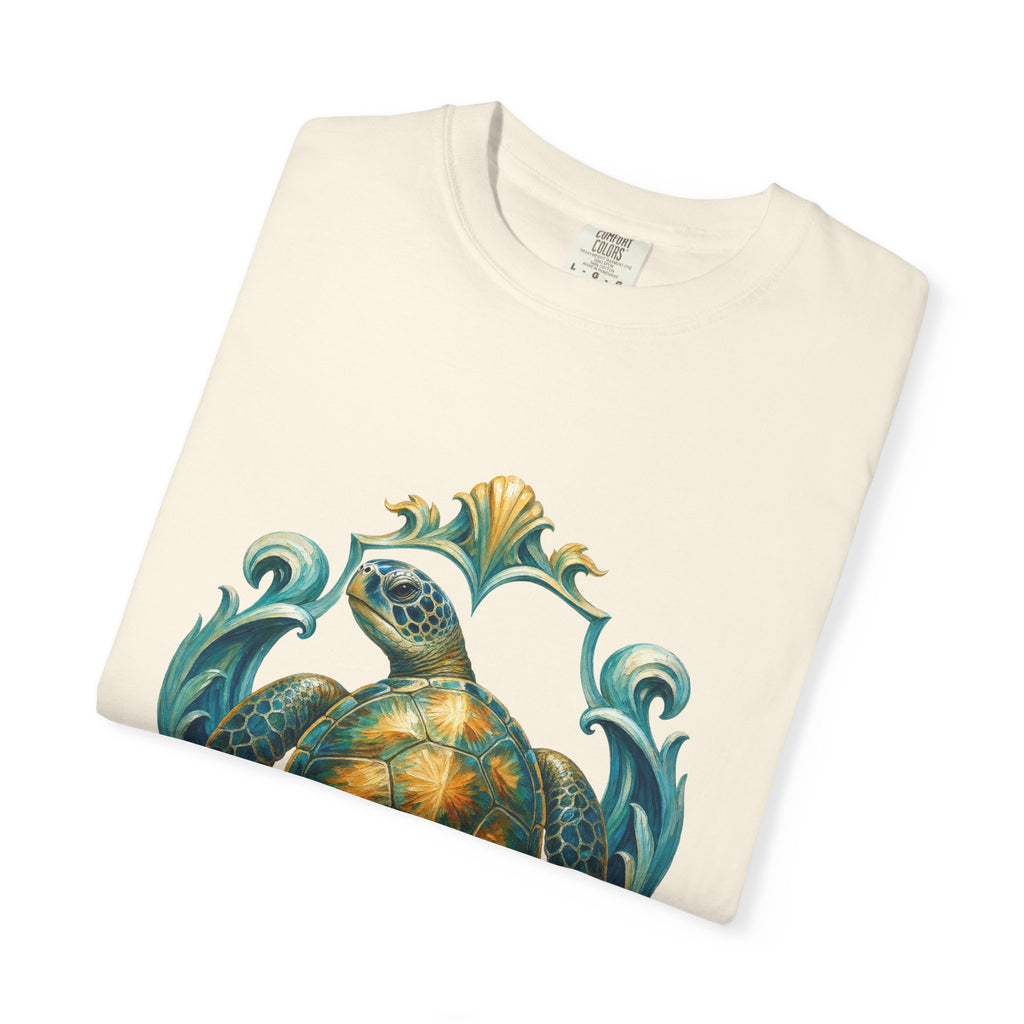 Sea Turtle Long Sleeve Sun Shirt, Painterly Turtle Crest Swim Tee, Beach Ocean Lover Gift, Coastal Swim Sweatshirt