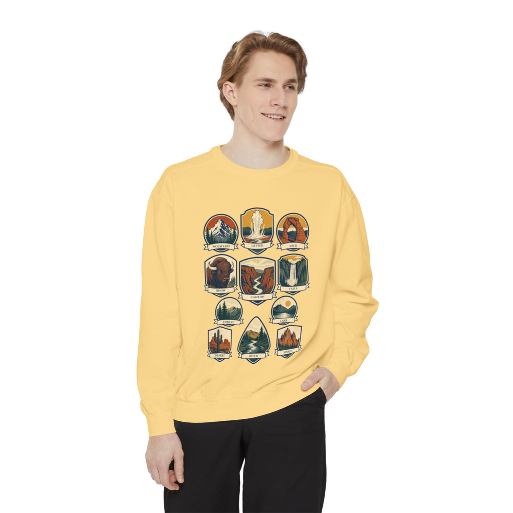 National Parks Shirt, 63 National Parks Badge Tee, Hiking Camping Gift, Retro Adventure Sweatshirt, Outdoor Nature Lover