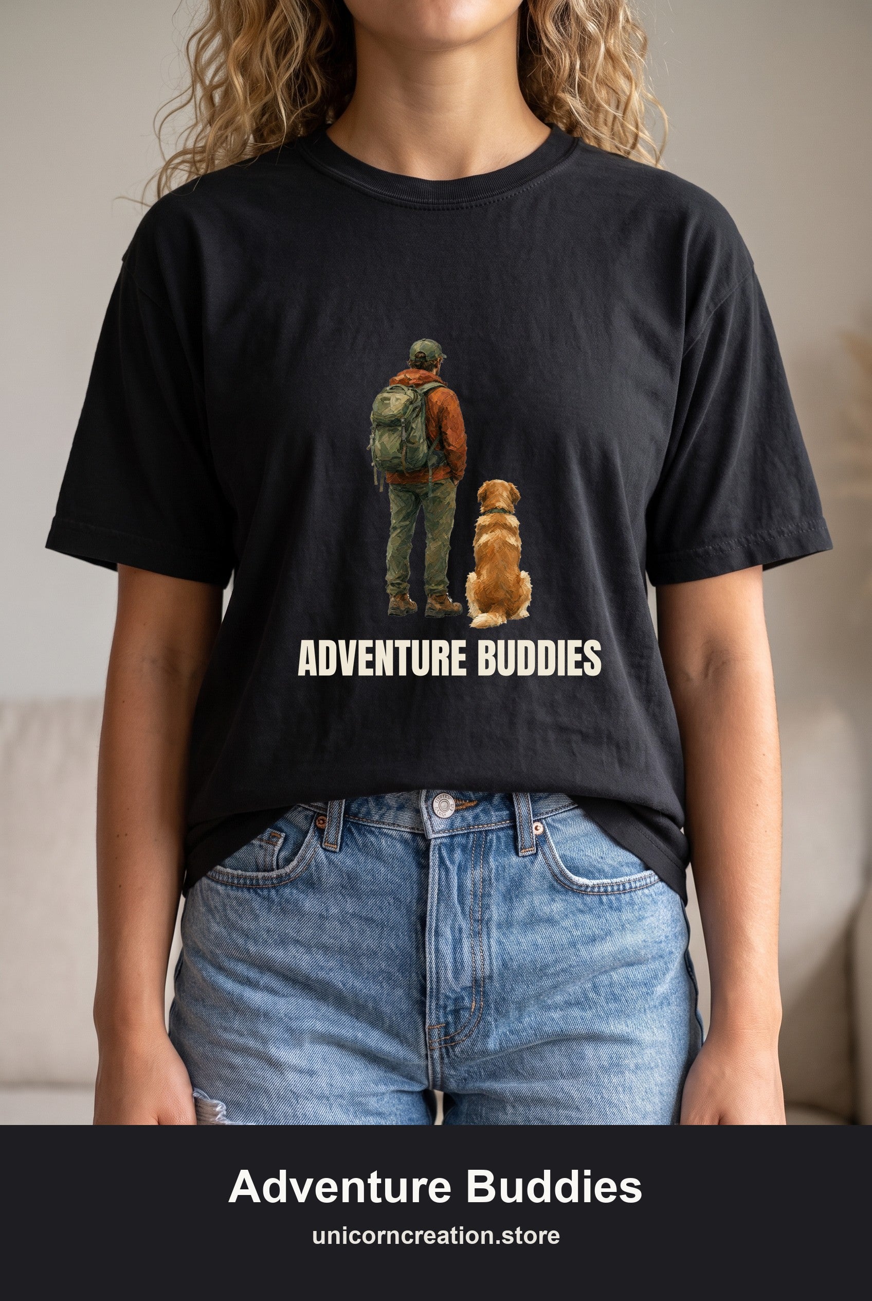 Adventure Buddies Shirt, Dog and Human Hiking Tee, Matching Dog Owner Gift, Painterly Outdoor Sweatshirt
