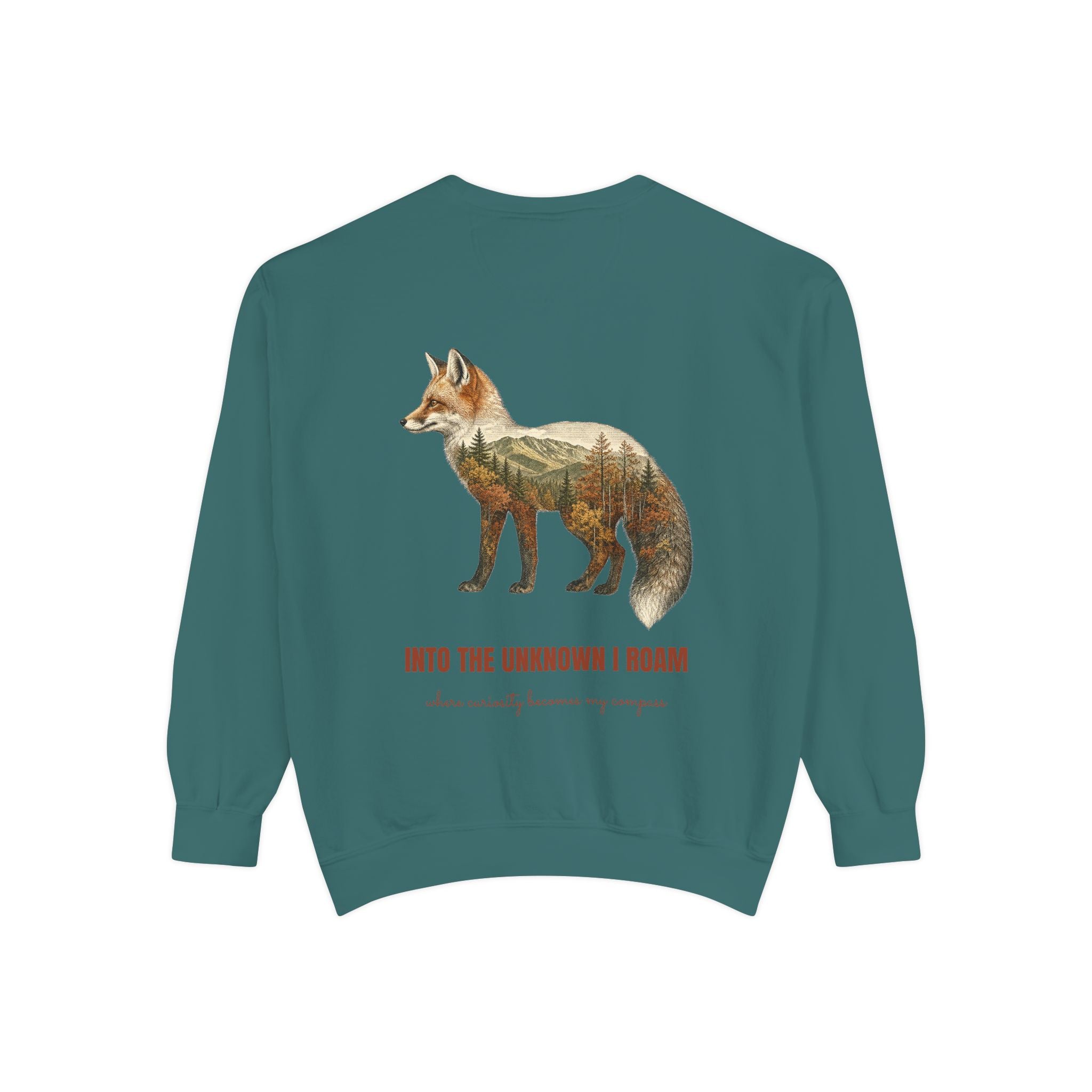 Into the Unknown I Roam Shirt, Fox Double Exposure Tee, Woodland Wanderlust Adventure Gift, Nature Hiking Sweatshirt