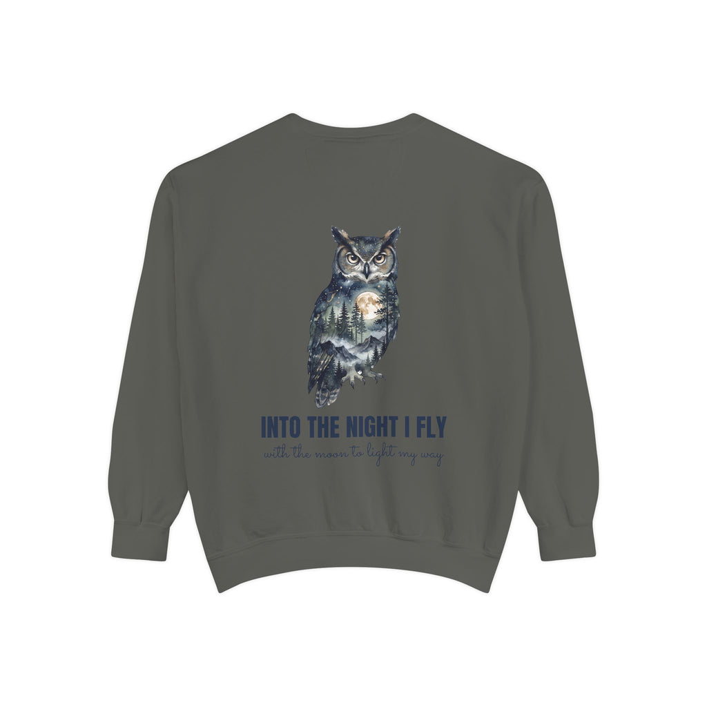 Into the Night I Fly Shirt, Owl Double Exposure Tee, Starlit Forest Nature Lover Gift, Woodland Wildlife Sweatshirt
