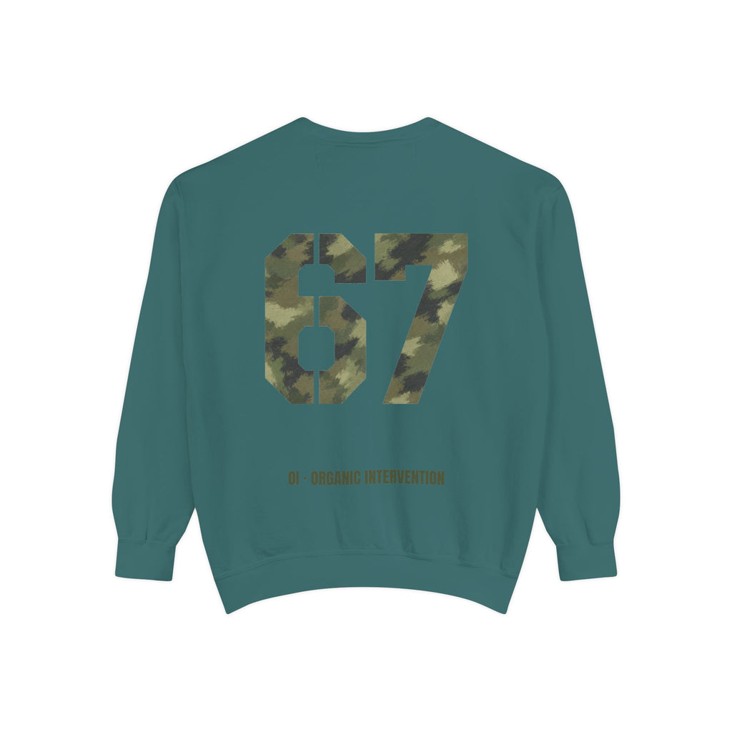 Organic Intervention 67 Camo Shirt, OI Military Number Tee, Streetwear Camo Graphic Gift, Bold Statement Sweatshirt