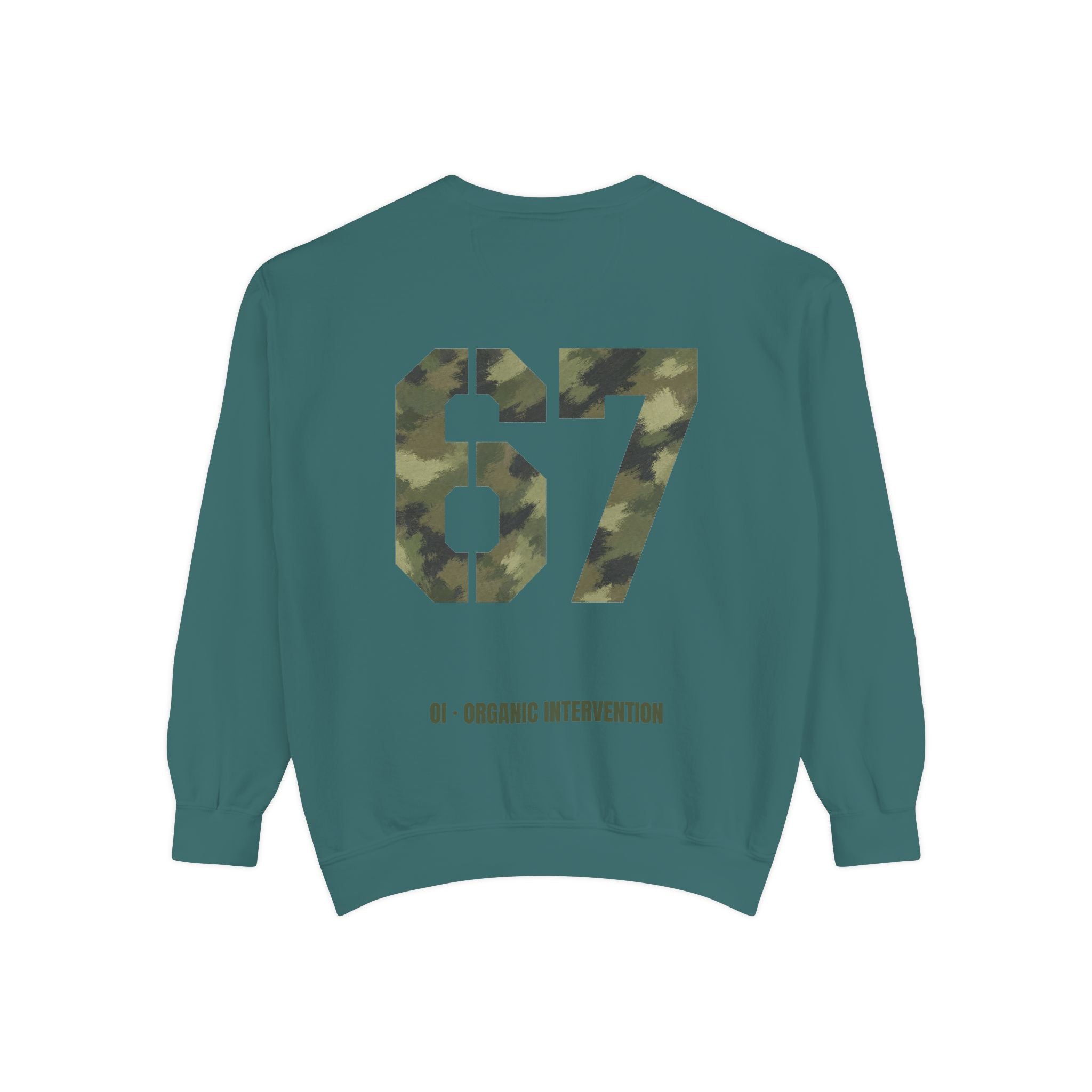 Organic Intervention 67 Camo Shirt, OI Military Number Tee, Streetwear Camo Graphic Gift, Bold Statement Sweatshirt