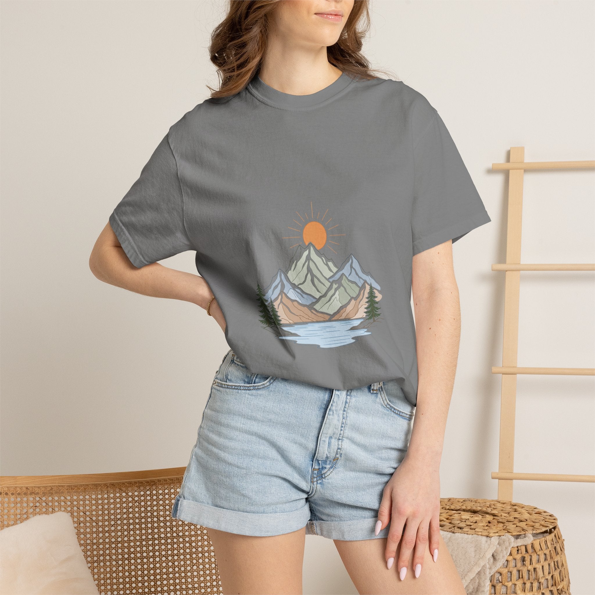 Minimalist Mountain Shirt, Wander Line Art Tee, Nature Hiking Adventure Gift, Modern Outdoor Sweatshirt